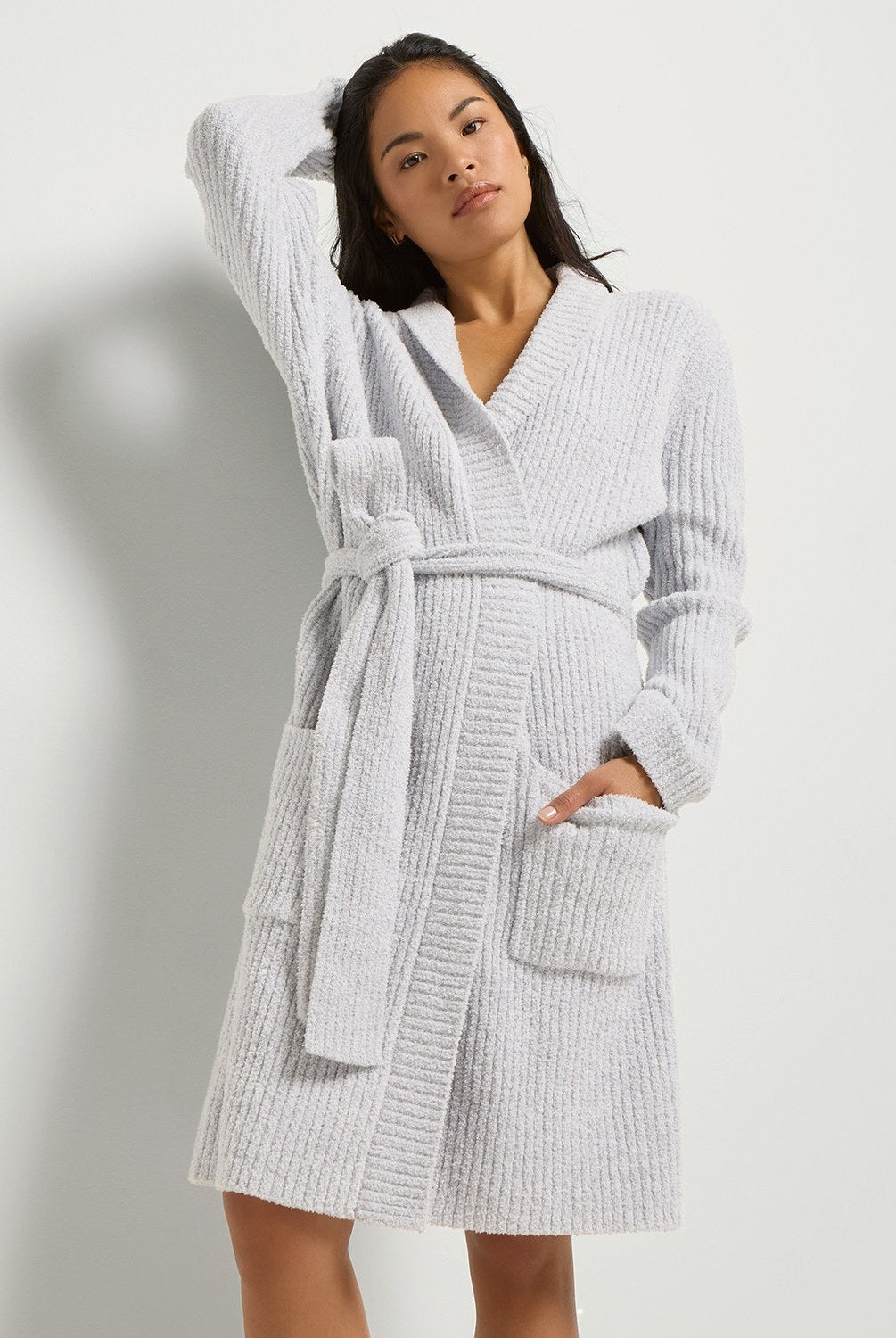Heather Grey $|& SEAS Twilight Knit Robe - SOF Front