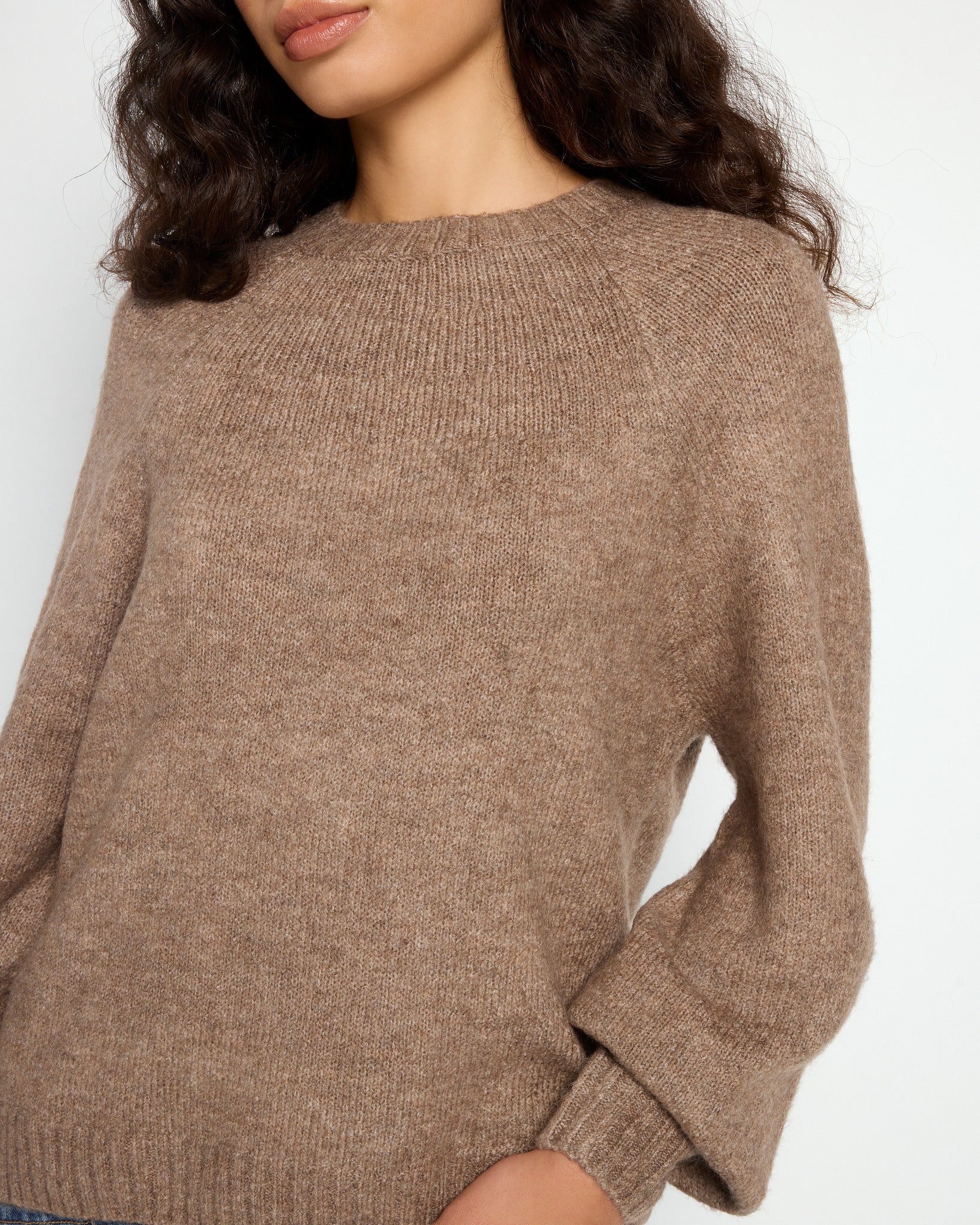 Heather Sandbar $|& SEAS Balloon Sleeve Crewneck Sweater - SOF Full Front