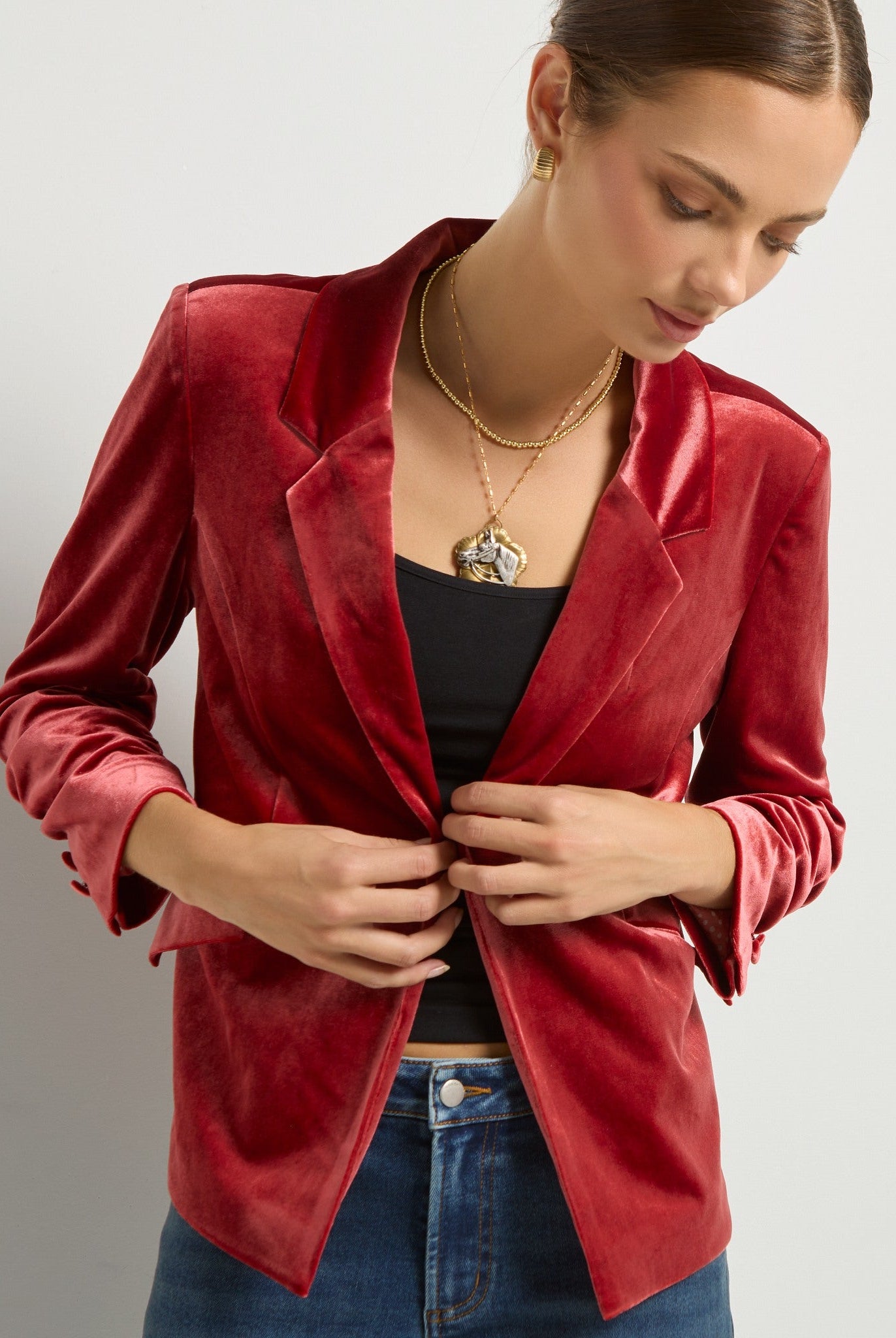 Maple $|& SEAS Aries Ruched Sleeve Blazer - VOF Side