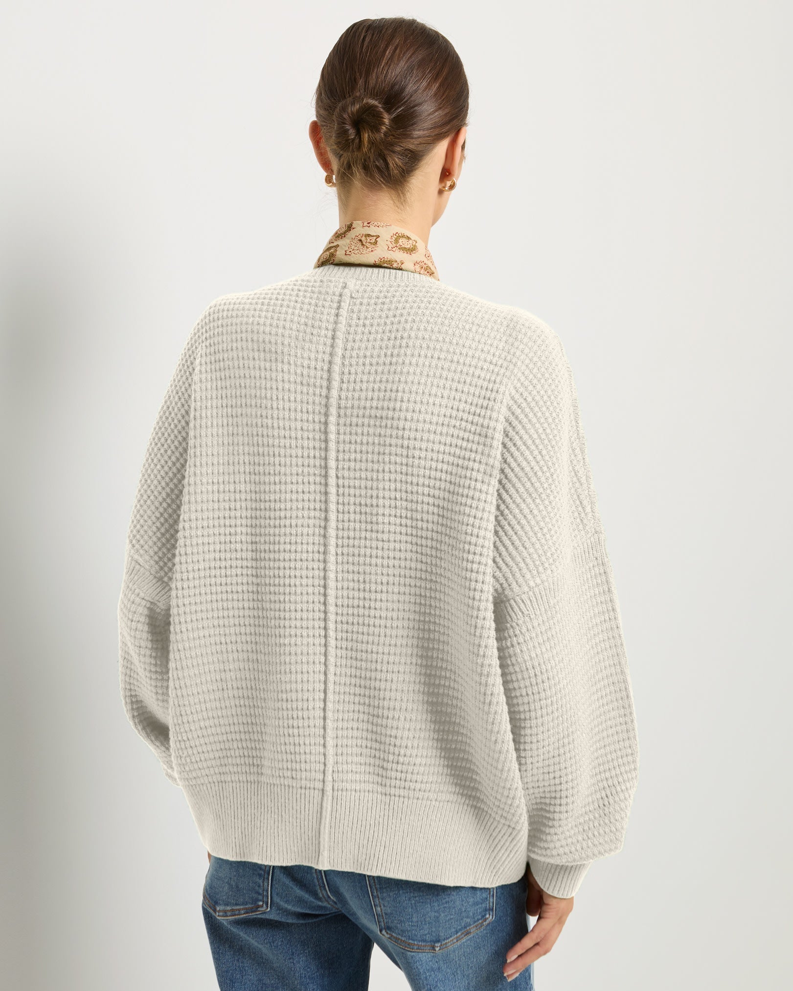 Cream $|& SEAS Lotus V-Neck Sweater - SOF Back