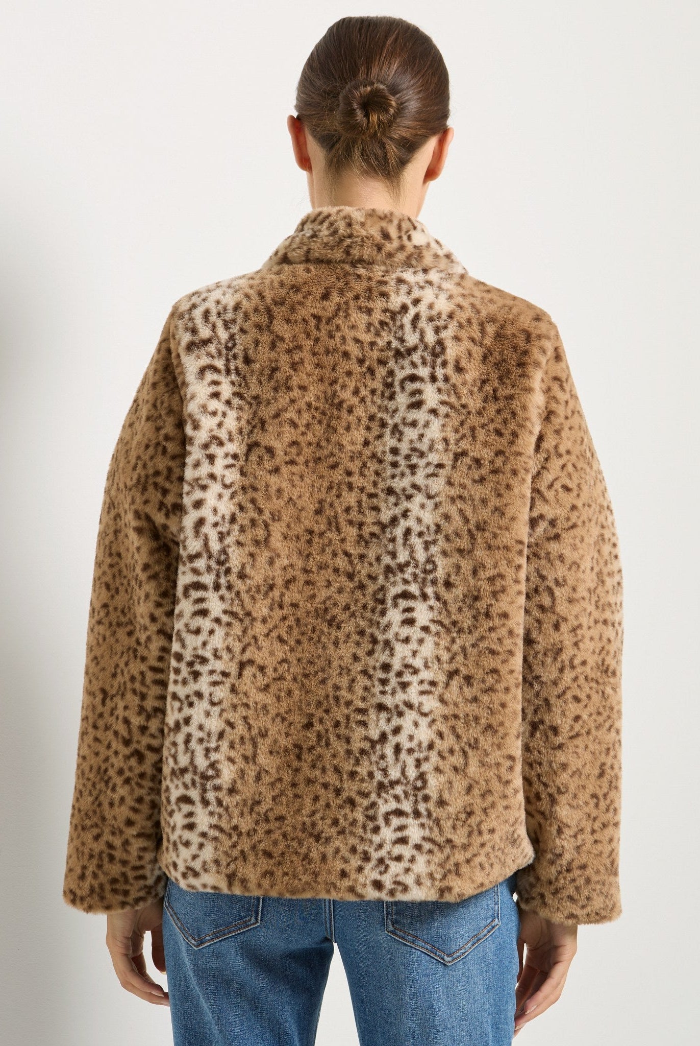 Sandstone Leopard $|& SEAS Luna Faux Fur Jacket - SOF Back