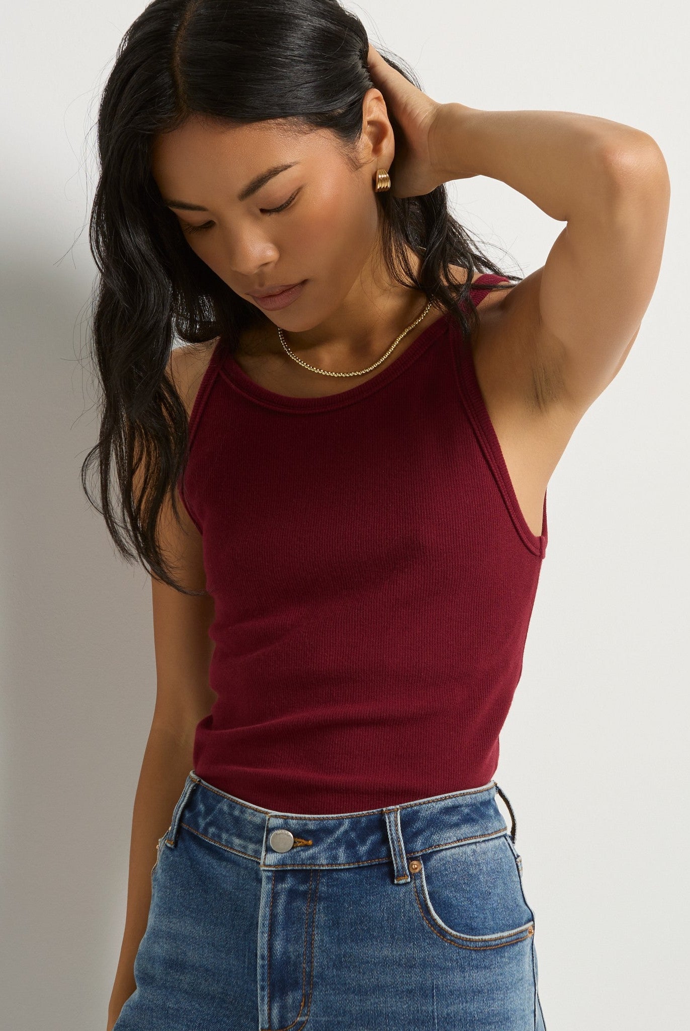 Cabernet $|& SEAS Laurel Ribbed Shelf Bra Tank - SOF Full Front