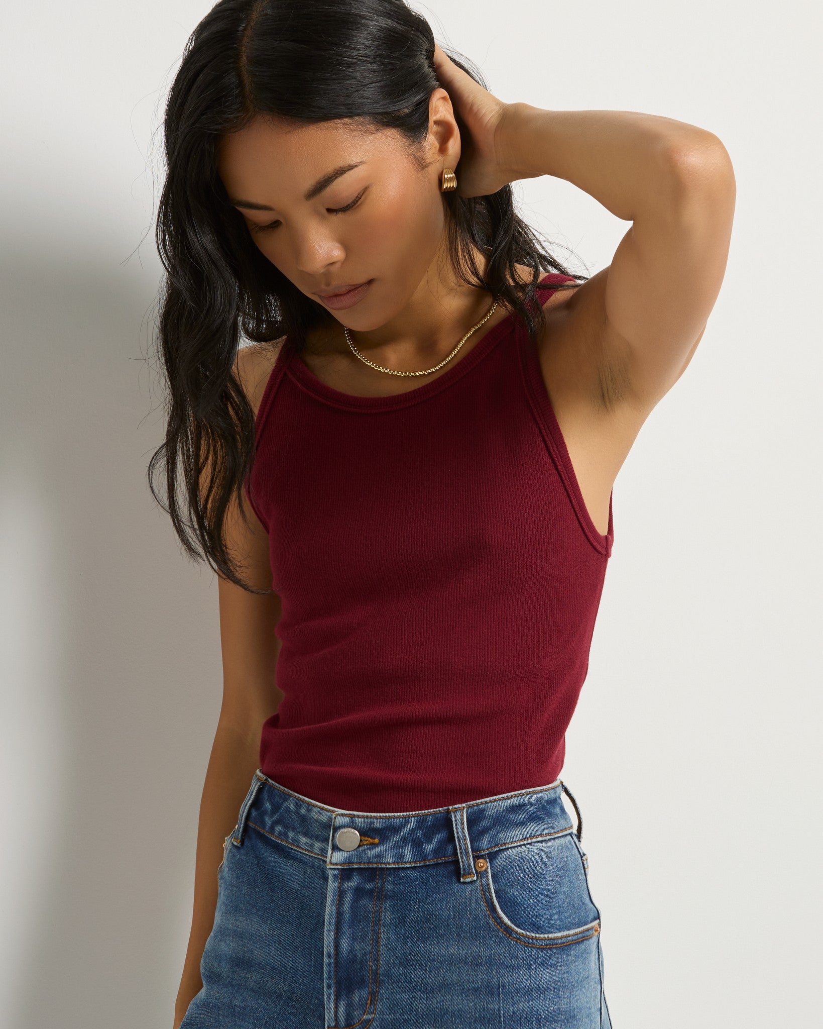 Cabernet $|& SEAS Laurel Ribbed Shelf Bra Tank - SOF Full Front