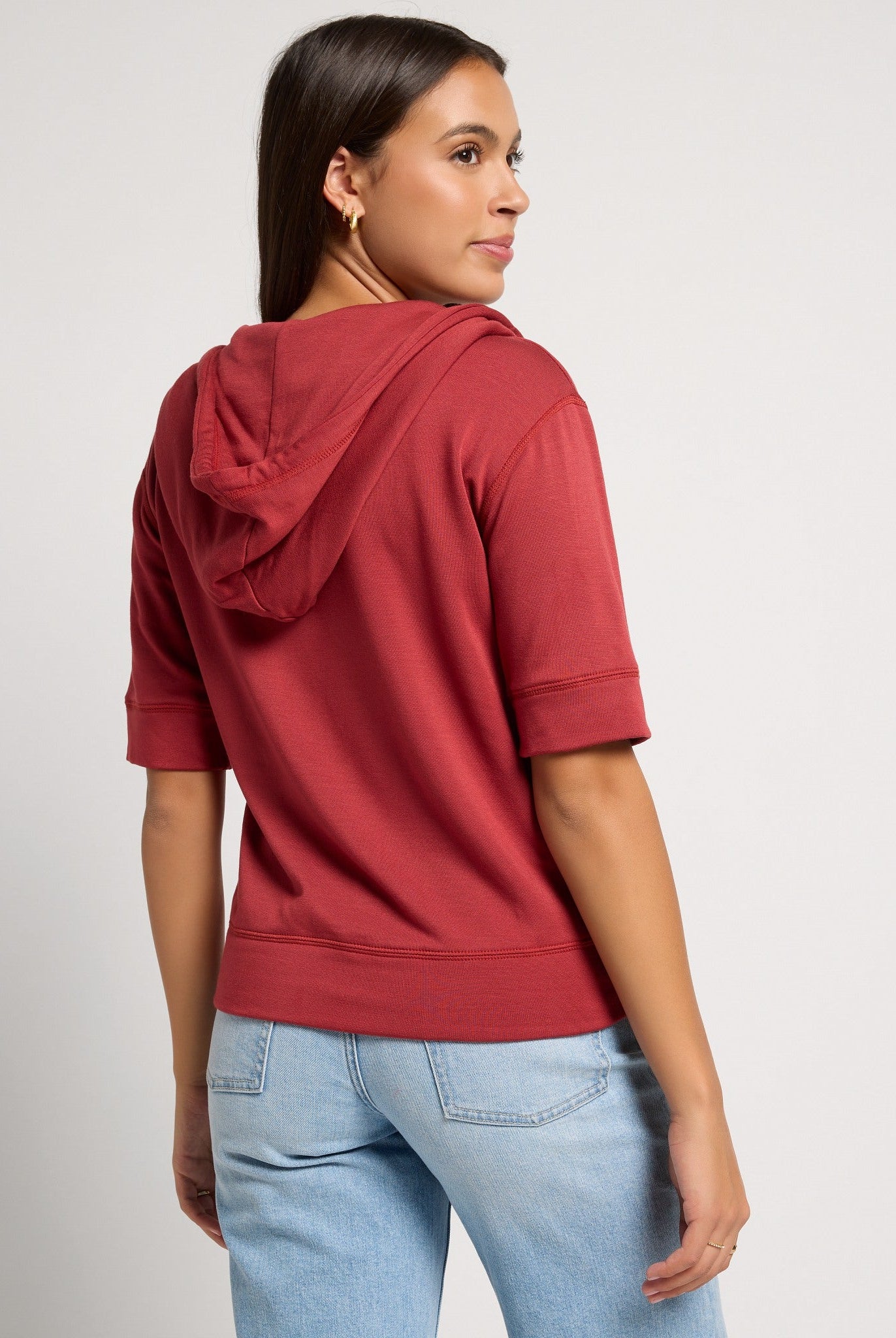 Rosewood $|& SEAS Short Sleeve Fleece Zip Up - SOF Back