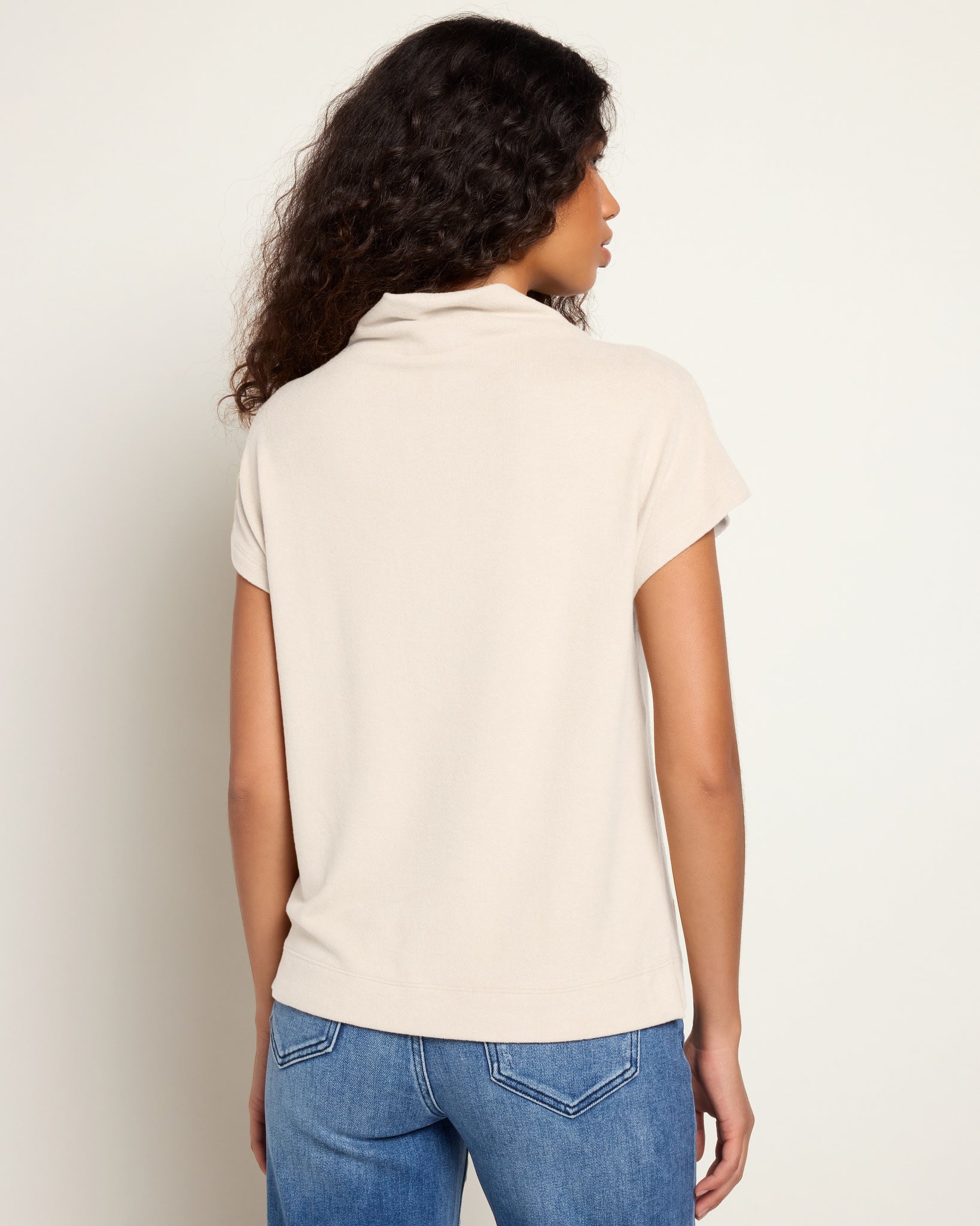 Cream $|& SEAS Pier Funnel Neck Hacci Tee - SOF Back