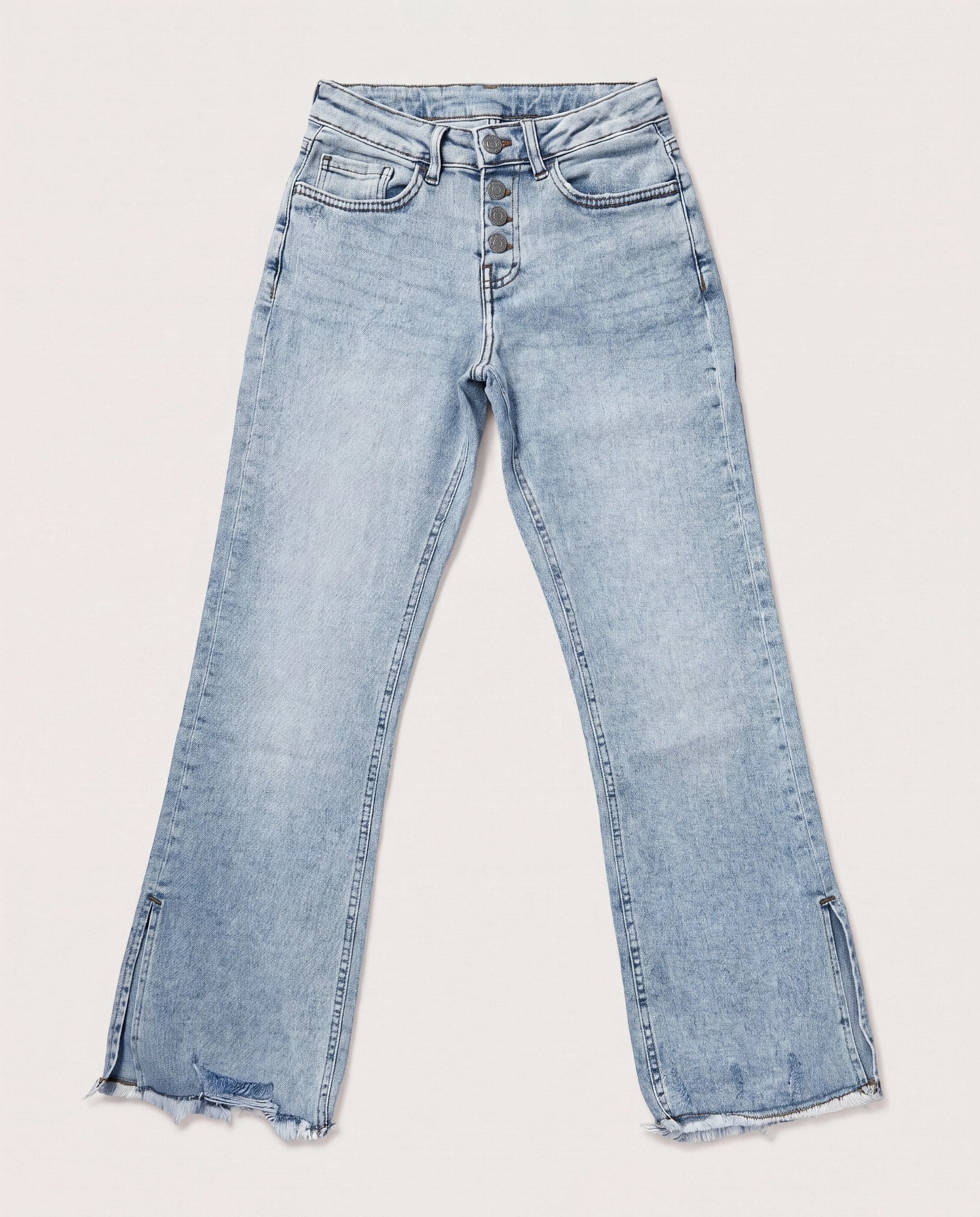 Medium Light Wash $|& SEAS Mid Rise Cropped Side Slit Jeans - Hanger Detail