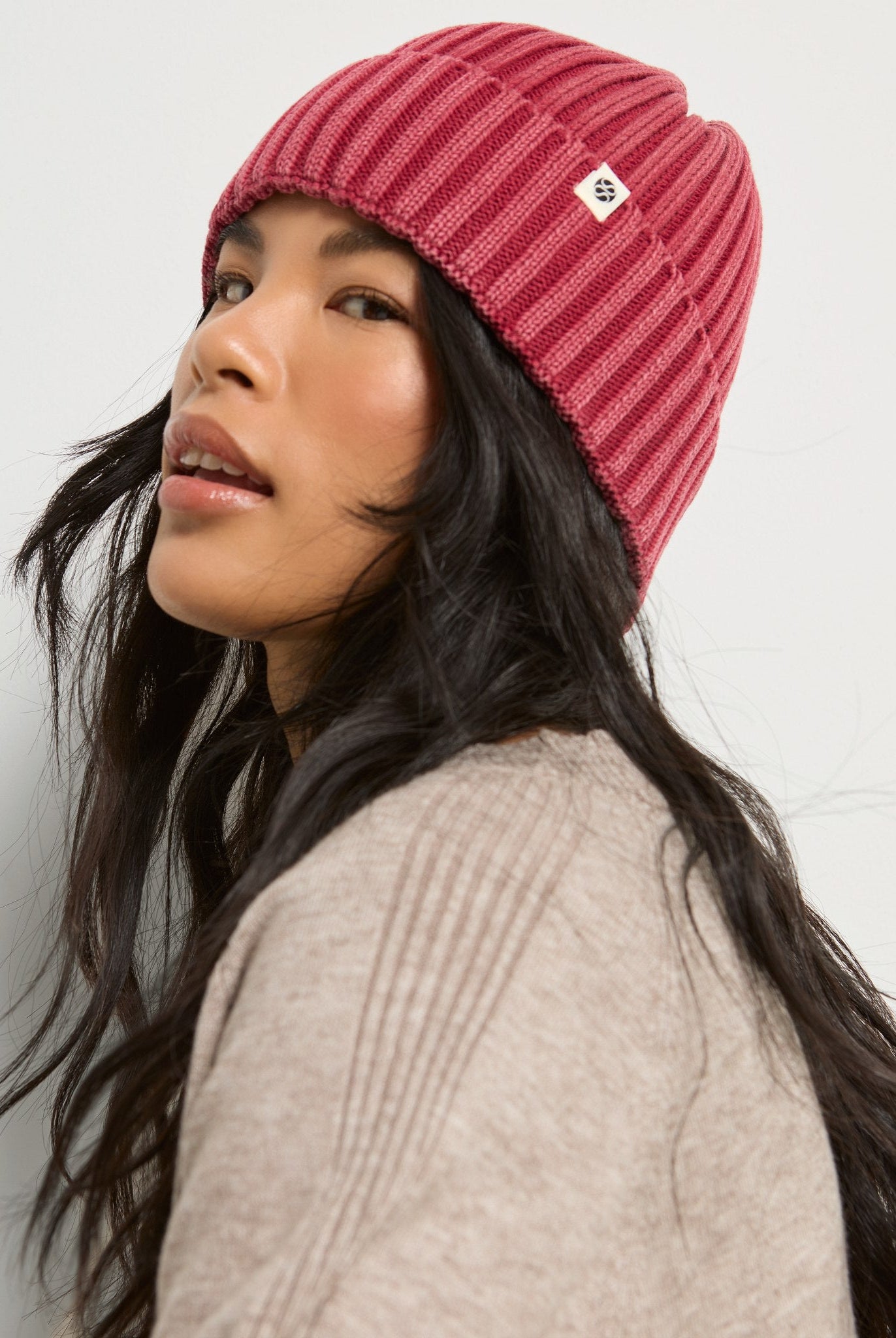 Washed Red $|& SEAS SEAS Acid Wash Beanie - SOF Full Front