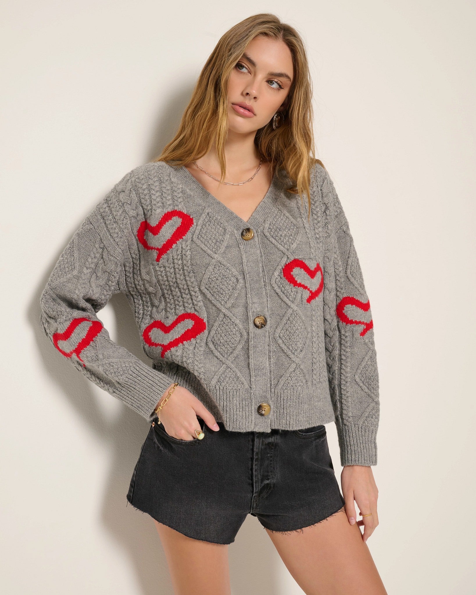 Heather Grey $|& SEAS True Love Cardigan - VOF Front