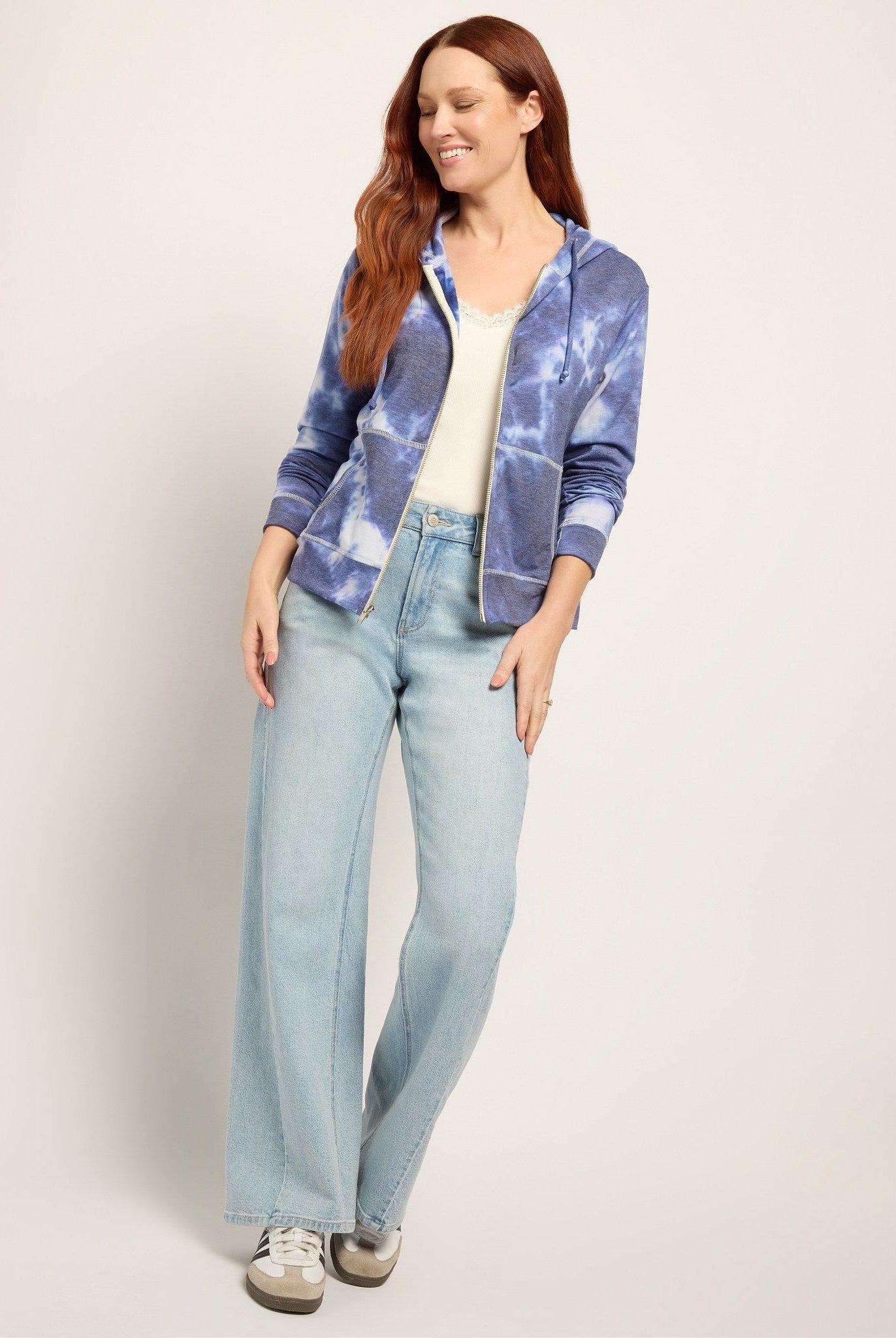 Blue Printed Tie Dye $|& SEAS Union Square Tie Dye French Terry Zip - UGC On Fig