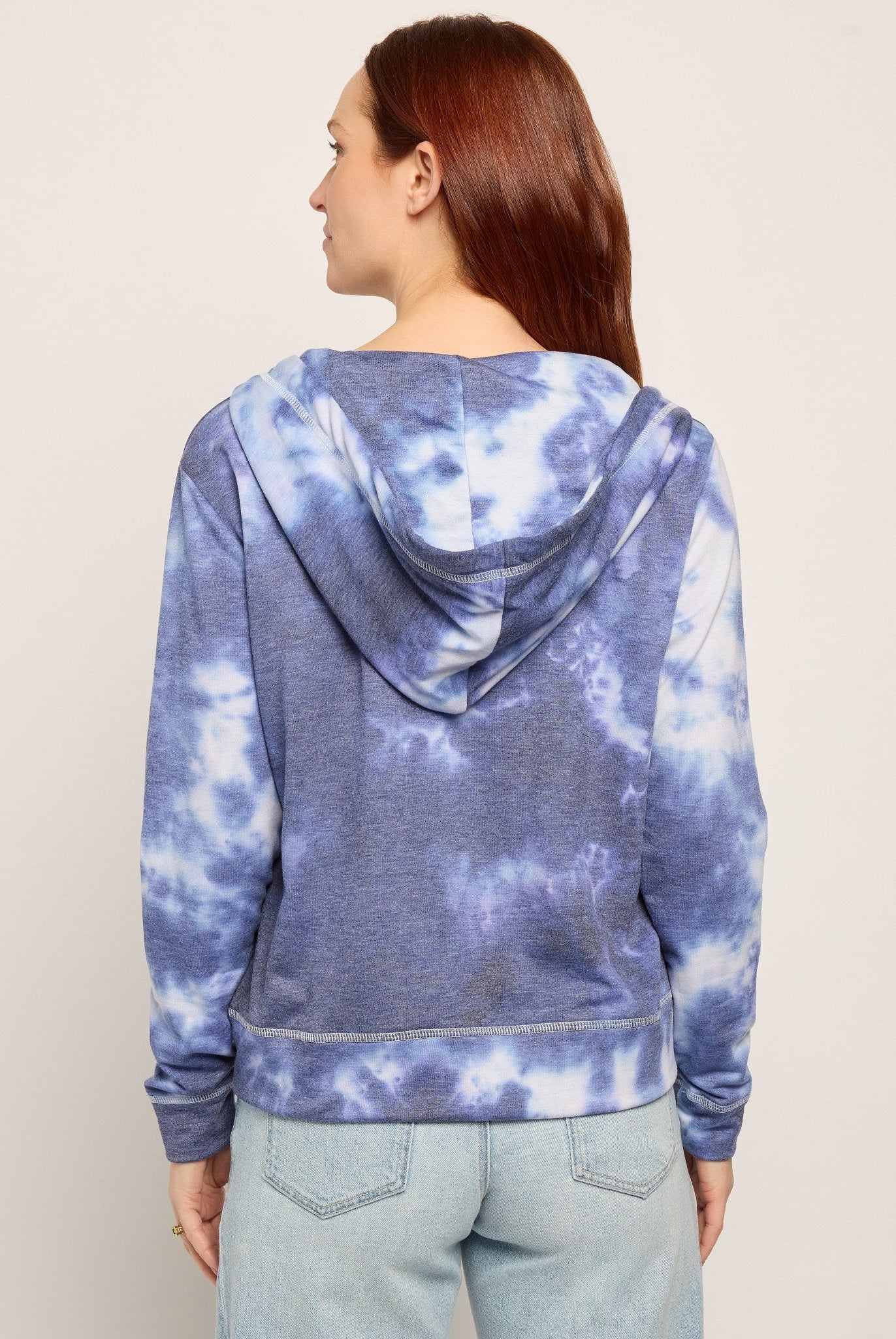 Blue Printed Tie Dye $|& SEAS Union Square Tie Dye French Terry Zip - SOF Back
