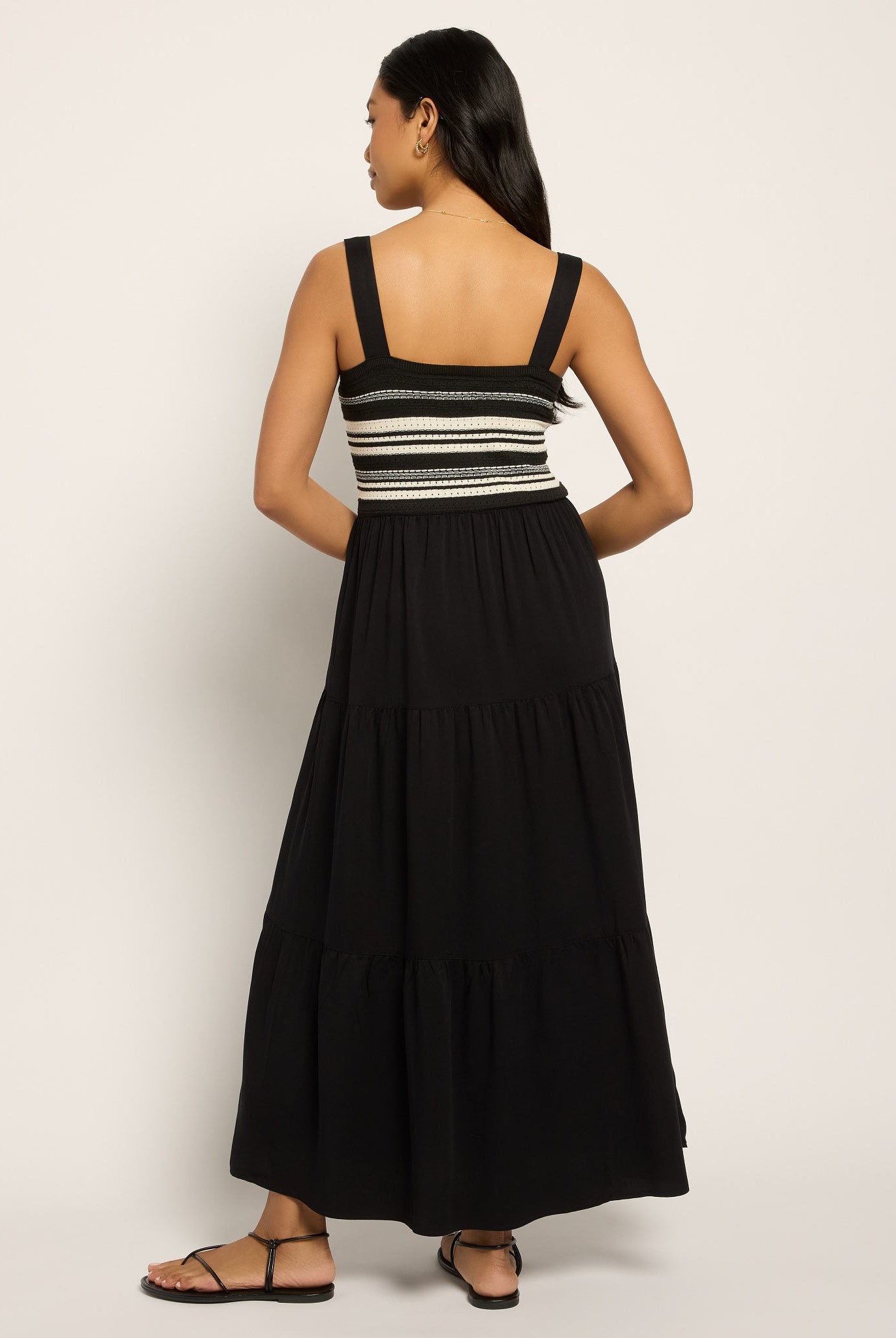 Black $|& SEAS Penny Tiered Dress - SOF Back