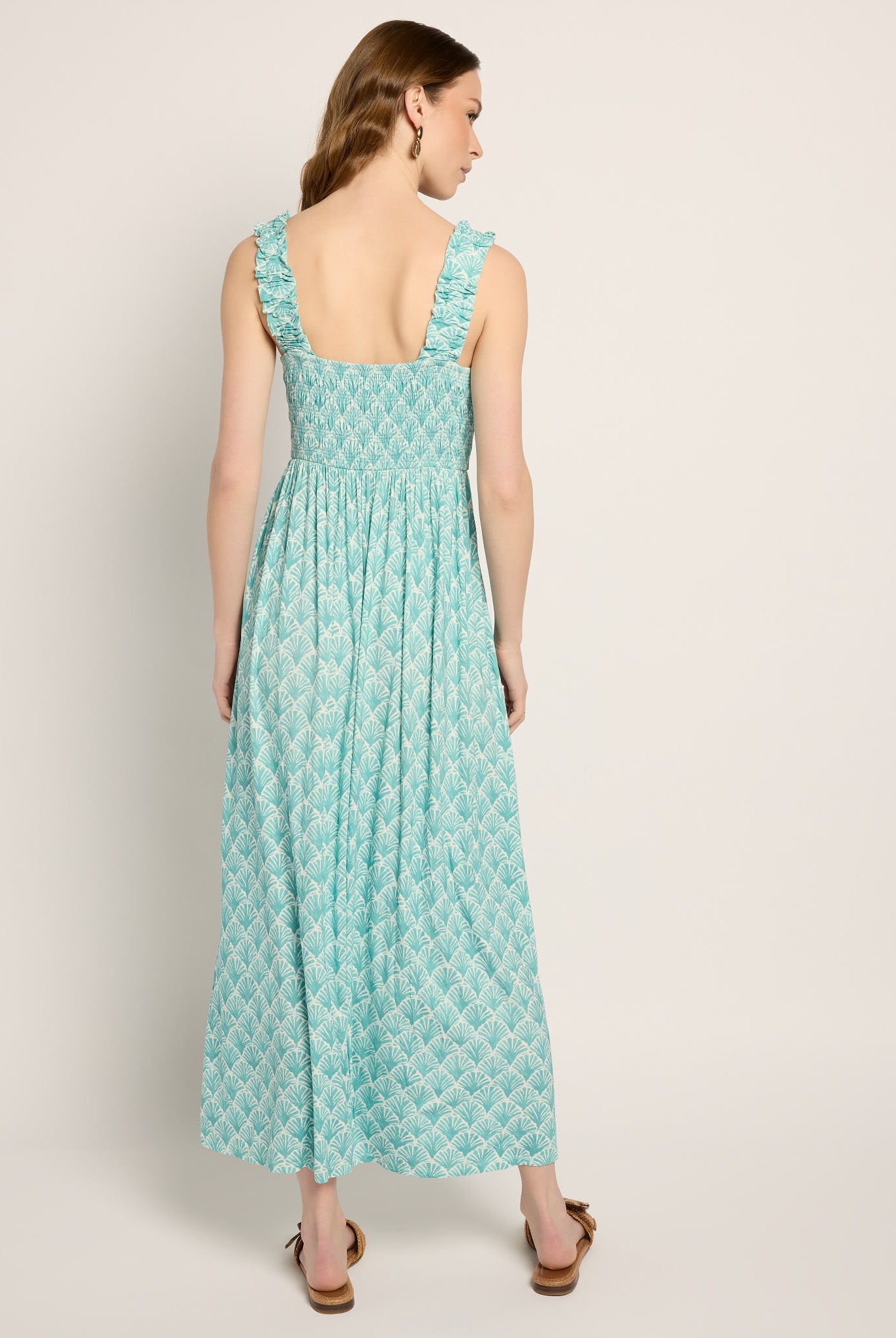 Seaglass $|& SEAS Westbreeze Printed Smocked Maxi Dress - SOF Back