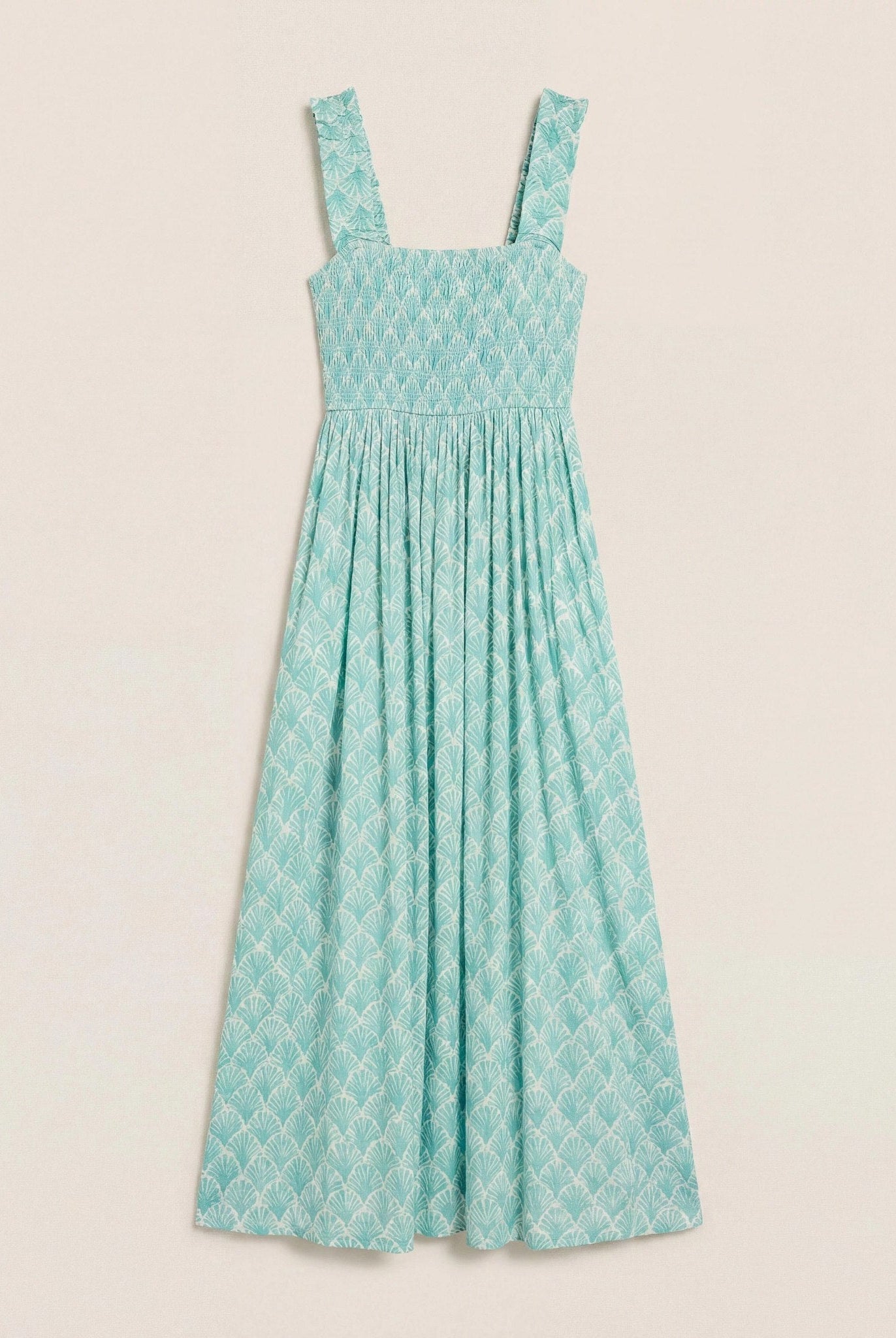 Seaglass $|& SEAS Westbreeze Printed Smocked Maxi Dress - Hanger Detail