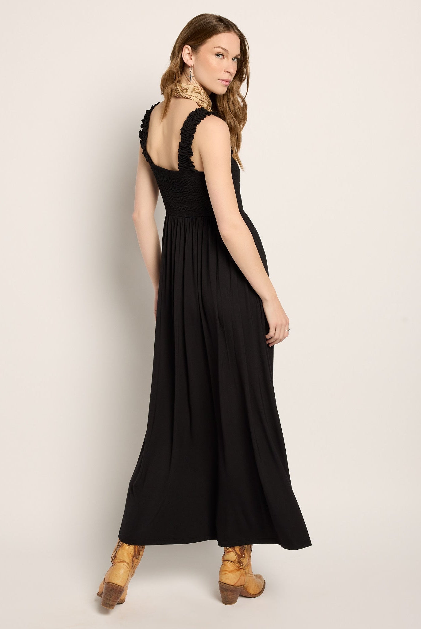 Black $|& SEAS Westbreeze Smocked Maxi Dress - SOF Back