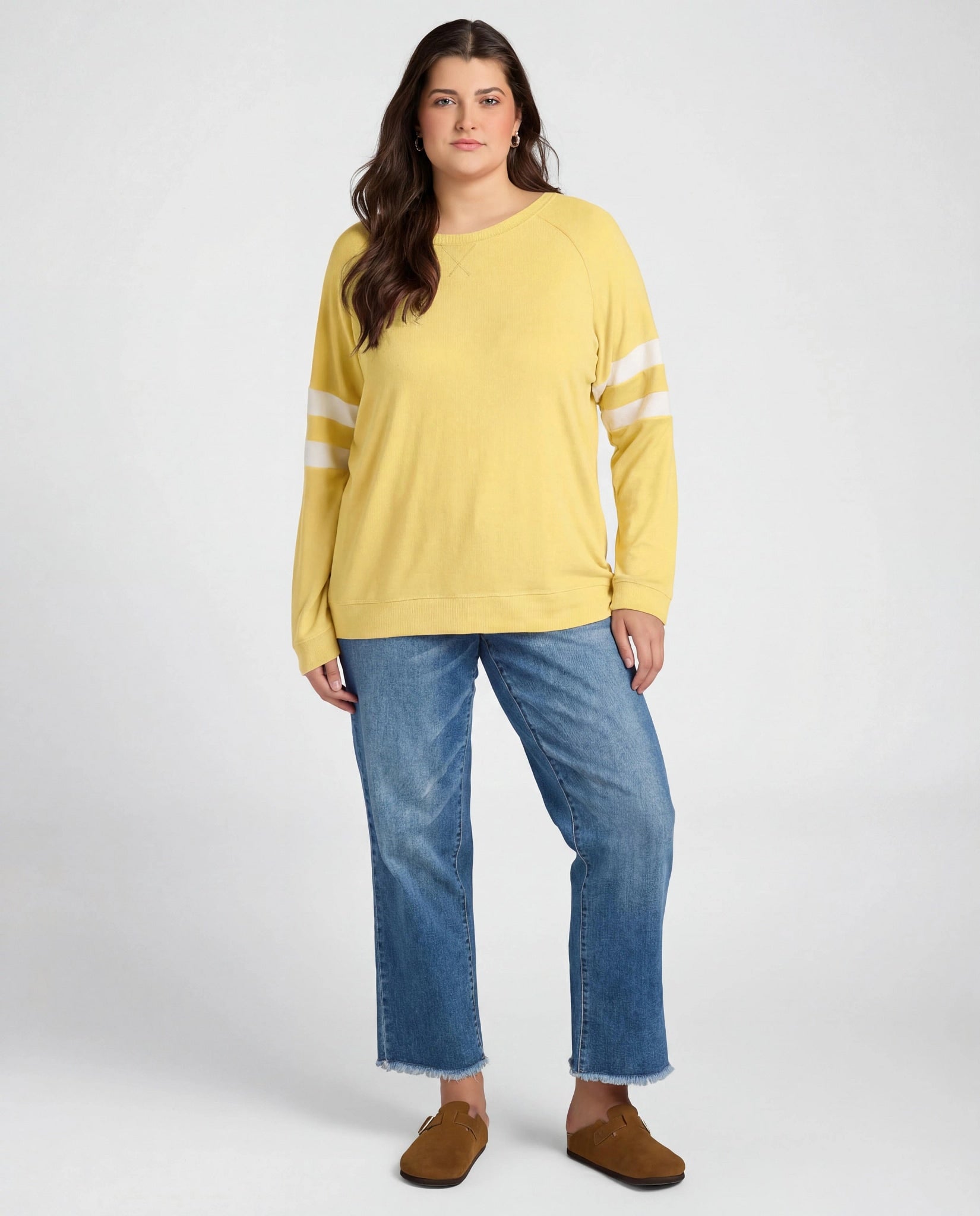 Limoncello/Cream $|& SEAS Shoreline Varsity Cozy Top - UGC On Fig