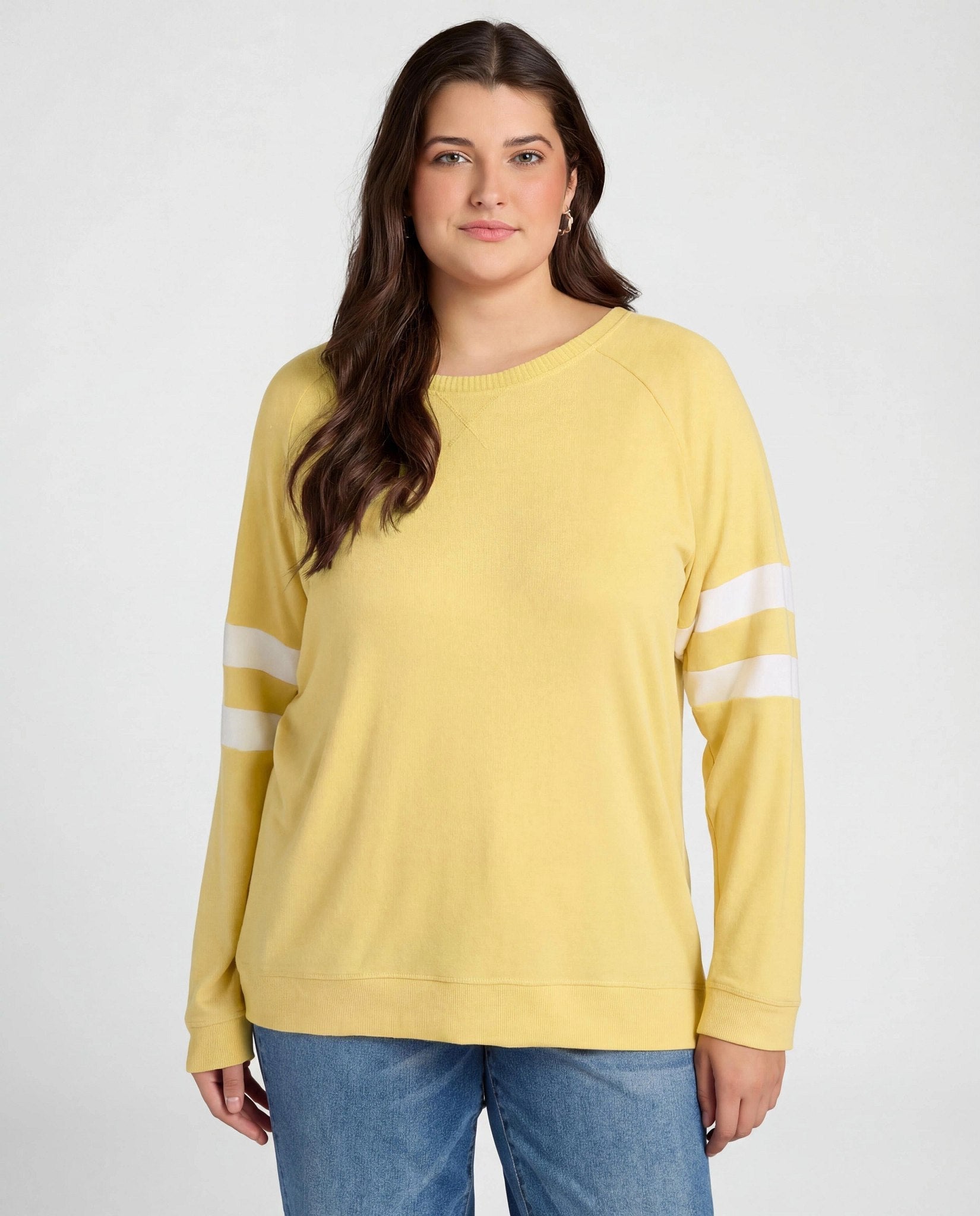 Limoncello/Cream $|& SEAS Shoreline Varsity Cozy Top - SOF Front