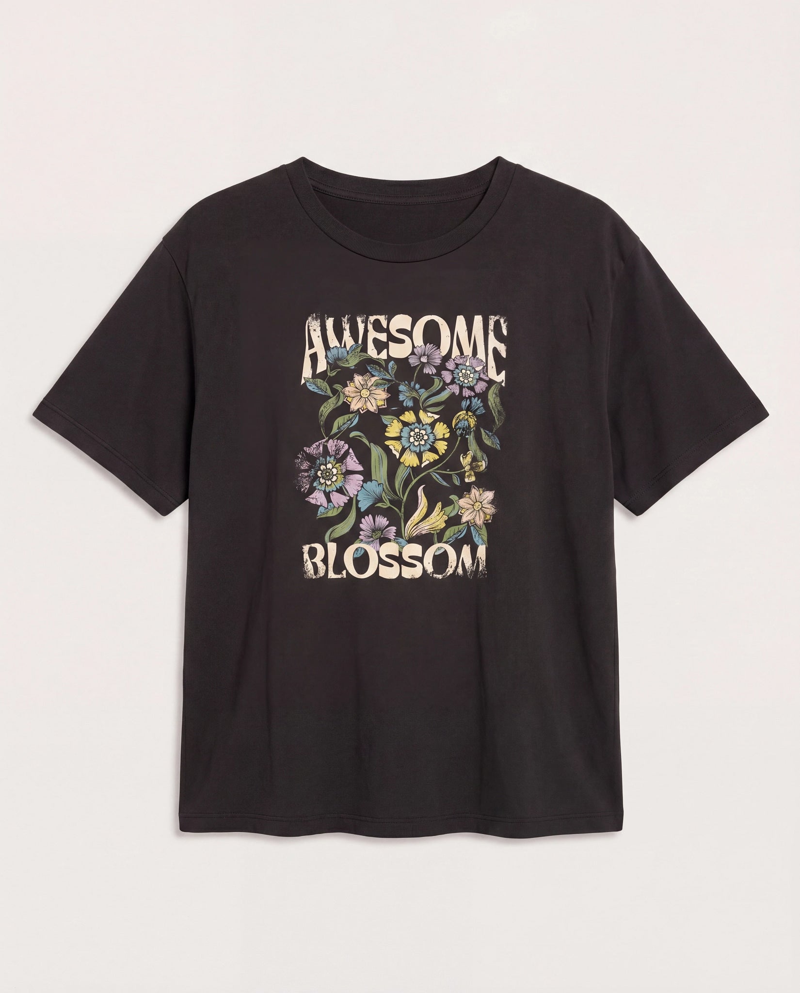 Faded Black $|& SEAS Floret Relaxed Graphic Tee - Hanger Detail