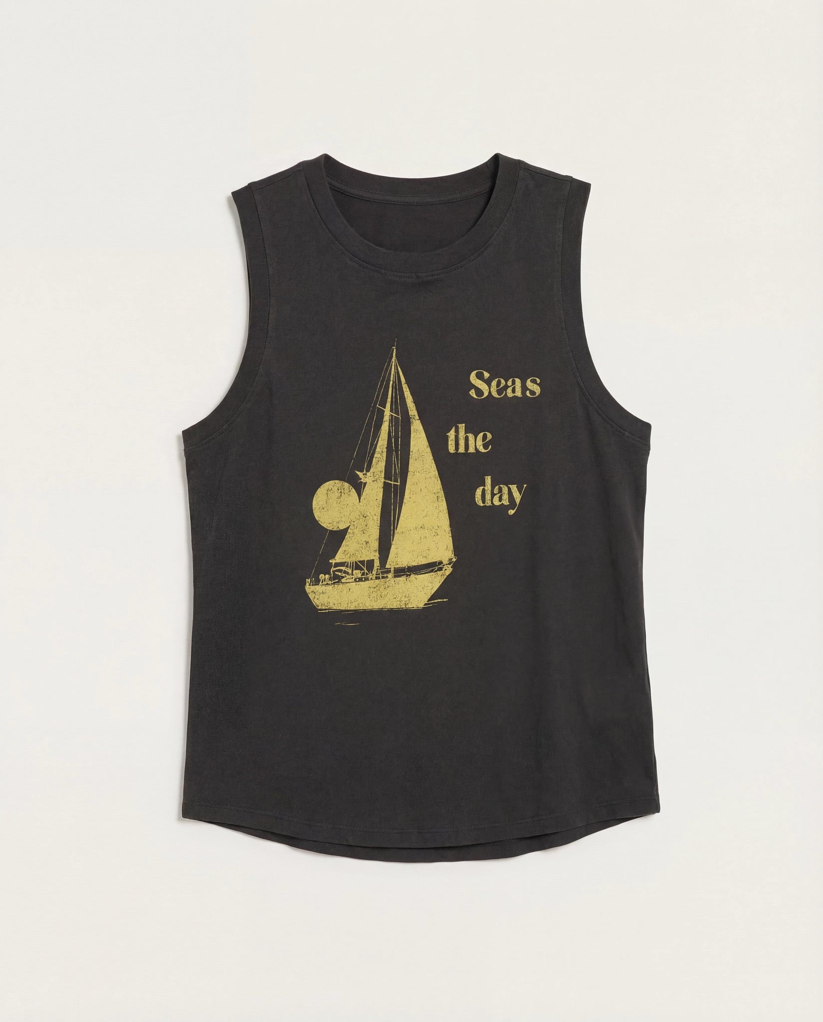 Faded Black $|& SEAS Daisy Muscle Tank - Hanger Detail