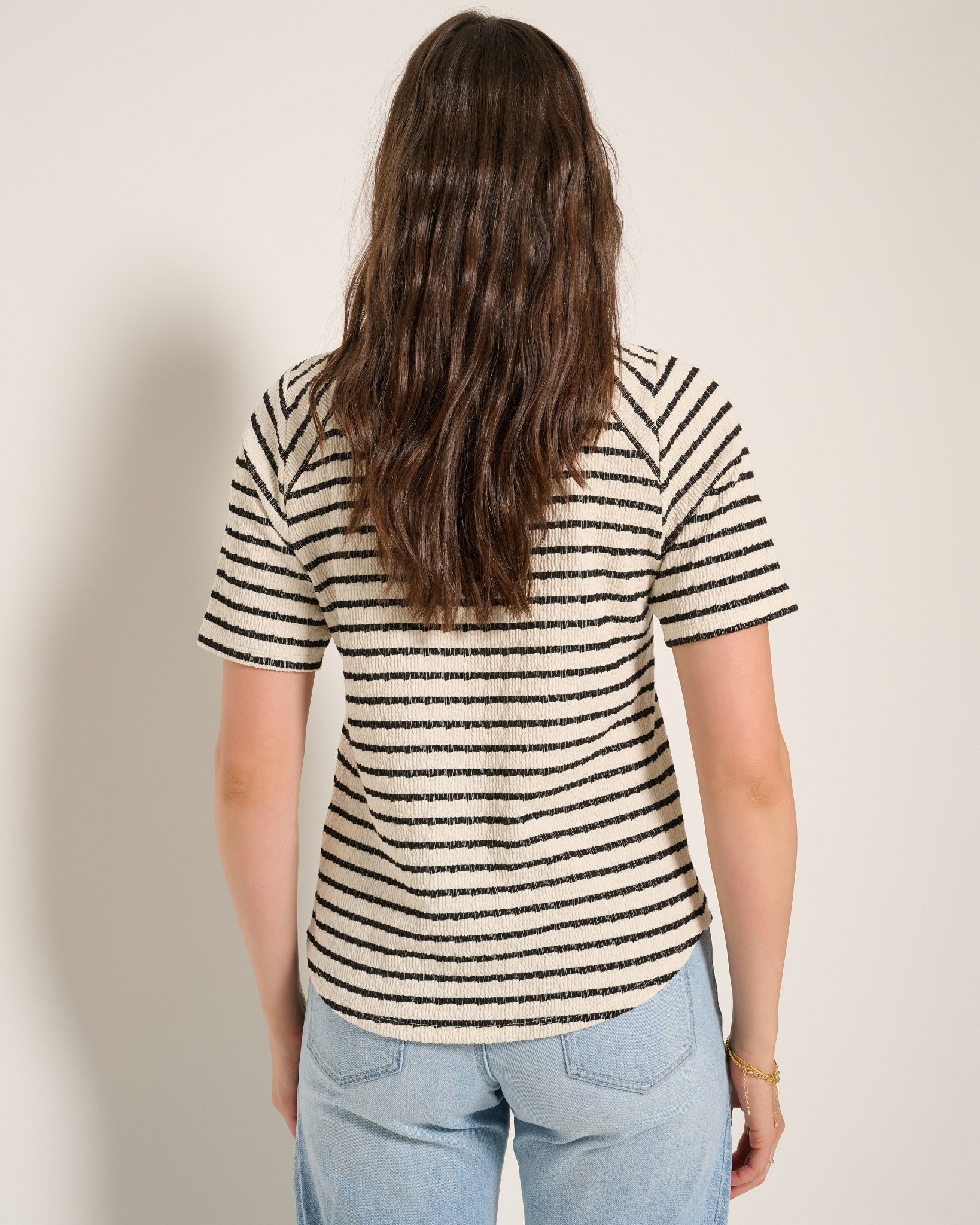 Cream Black $|& SEAS Sydney Striped Tee - SOF Back