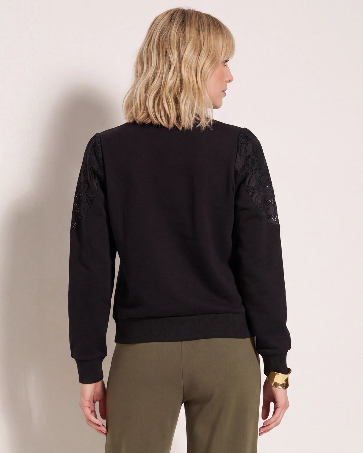 Black $|& SEAS Eclipse Lace Pullover - SOF Back