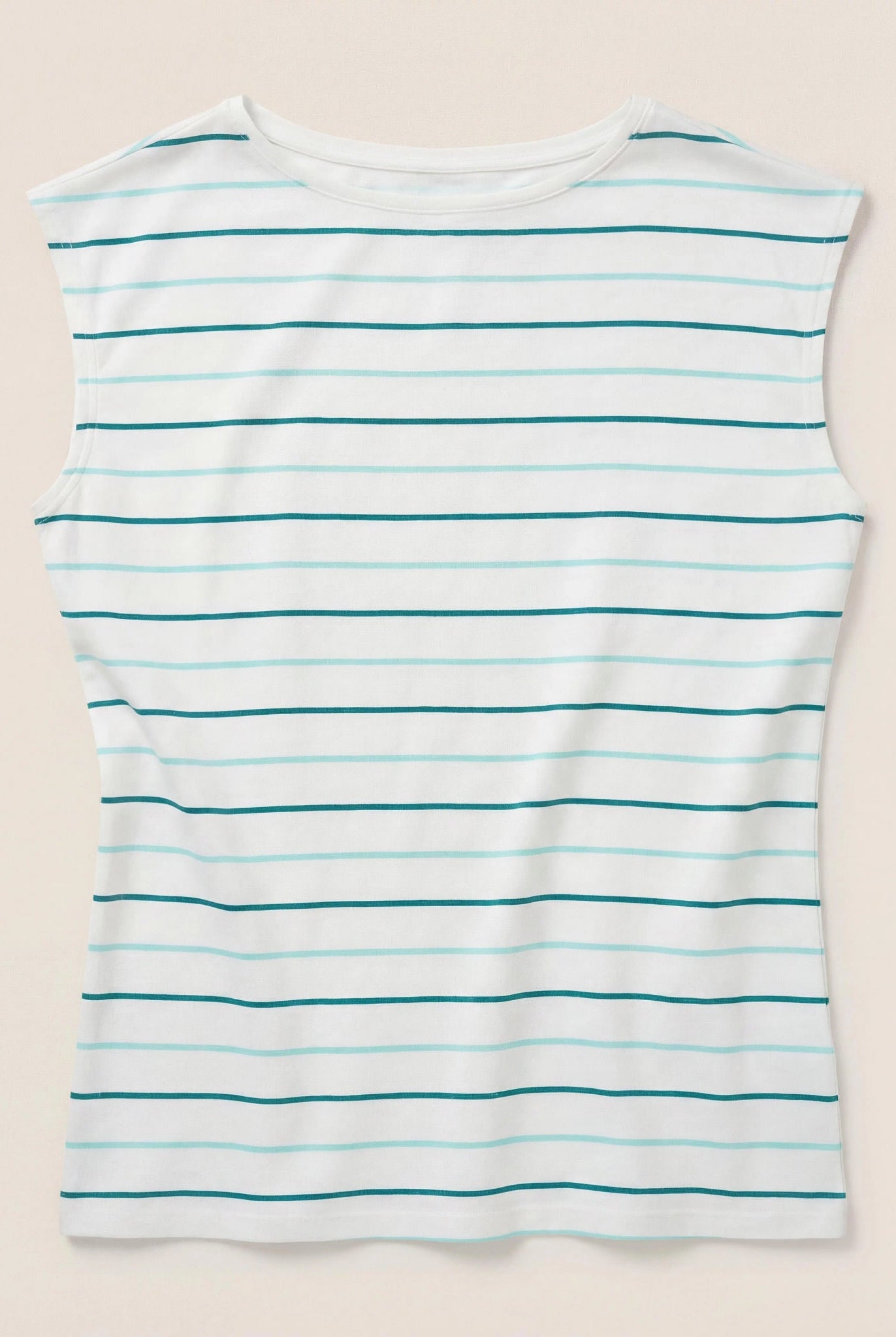 Natural/Sea Glass $|& SEAS Brentwood Boat Neck Stripe Top - Hanger Detail