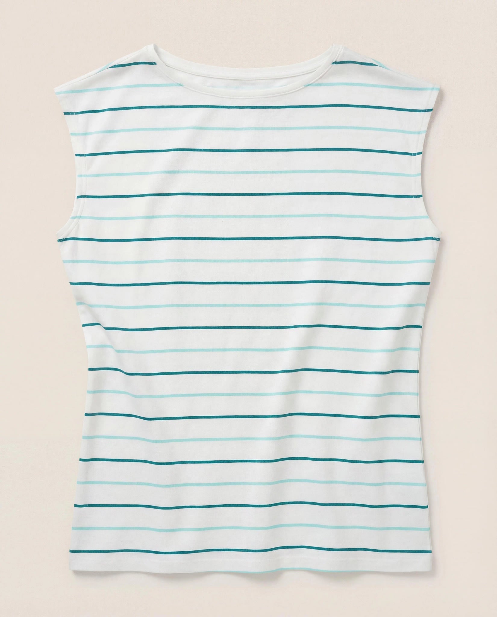 Natural/Sea Glass $|& SEAS Brentwood Boat Neck Stripe Top - Hanger Detail