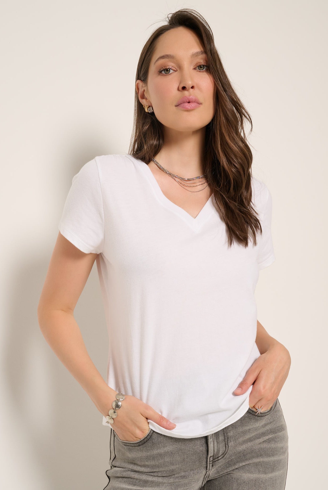 White $|& SEAS Waves V-Neck Tee - SOF Front
