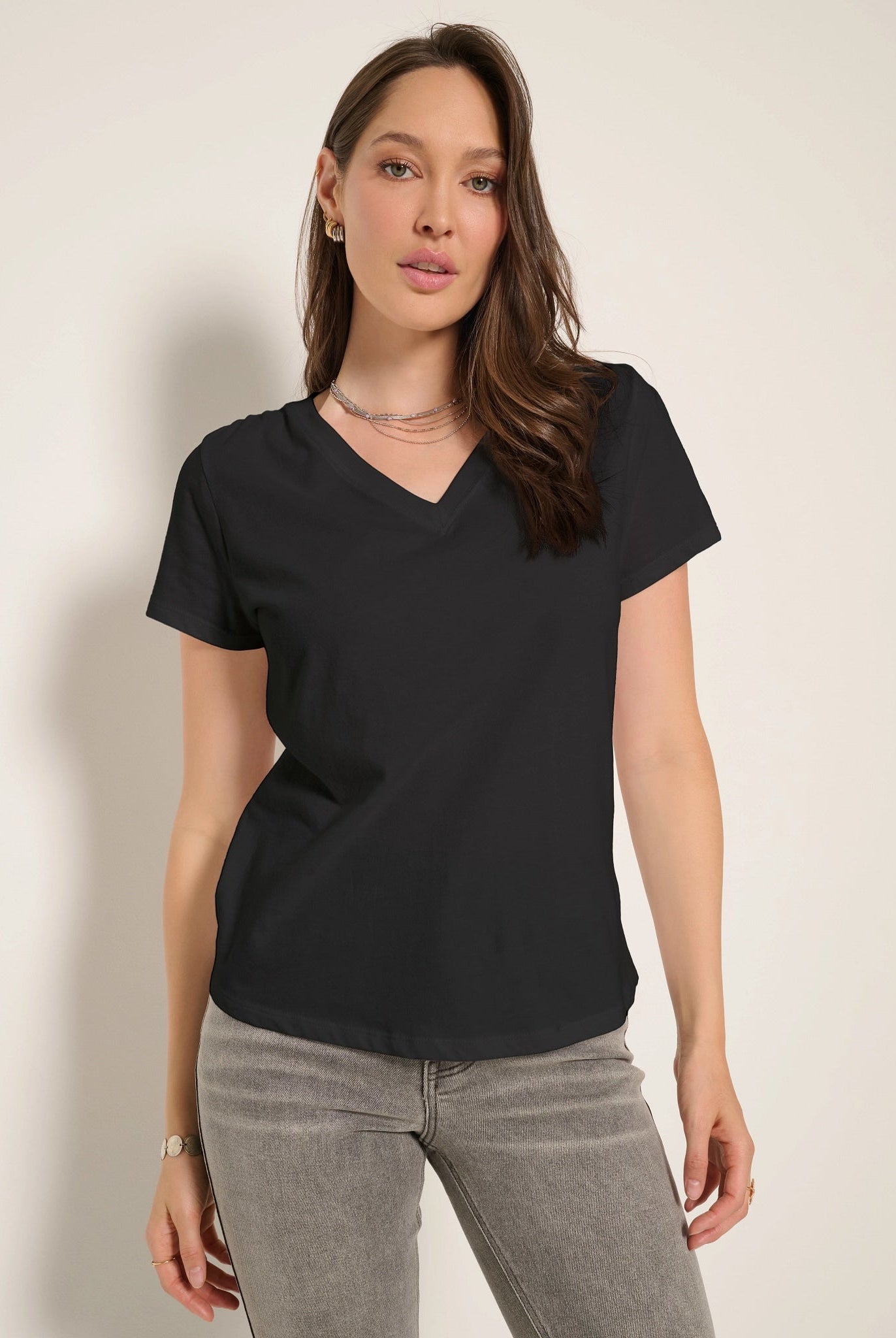 Faded Black $|& SEAS Waves V-Neck Tee - SOF Front