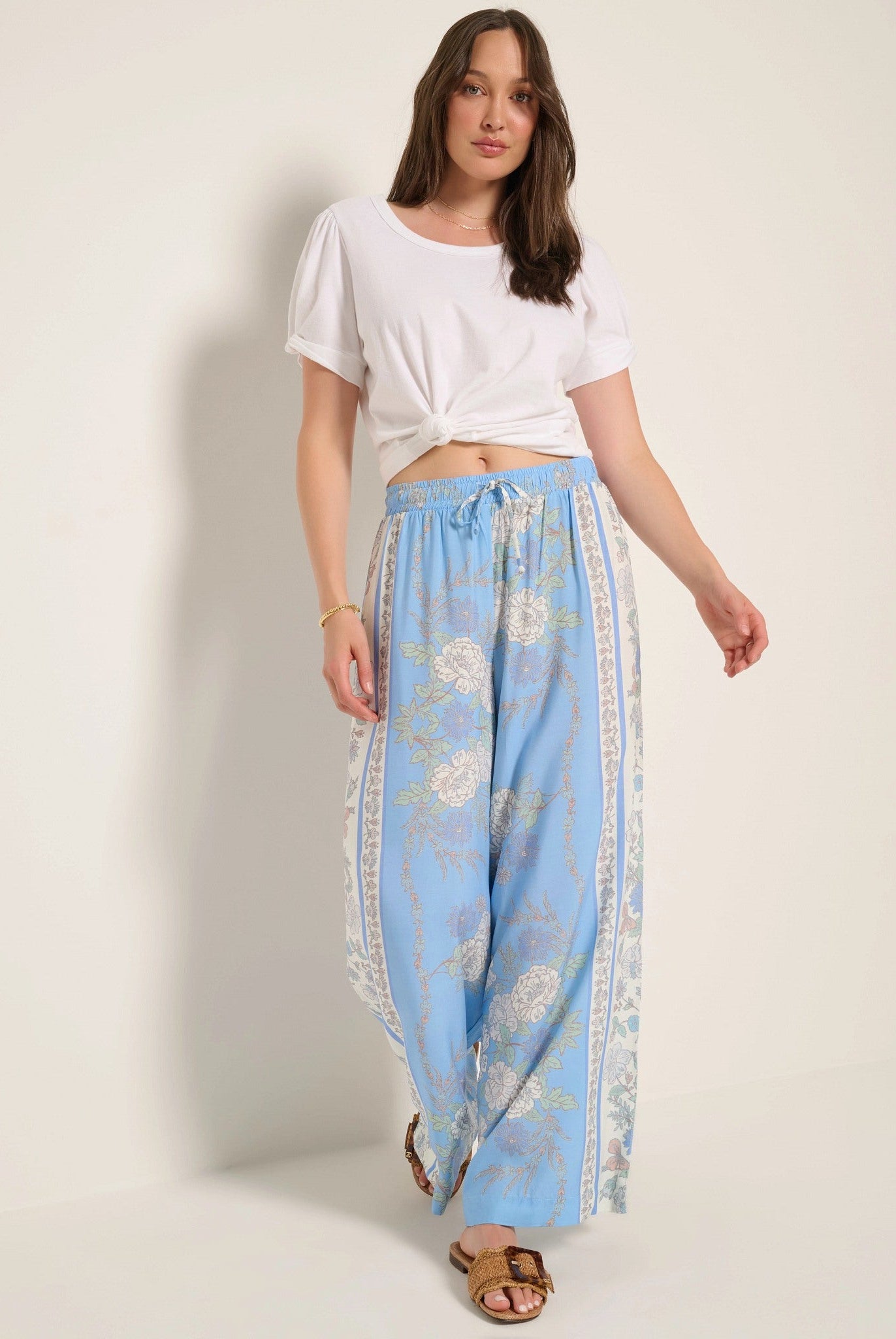French Blue $|& SEAS Zuma Smocked Waist Pant - VOF Front