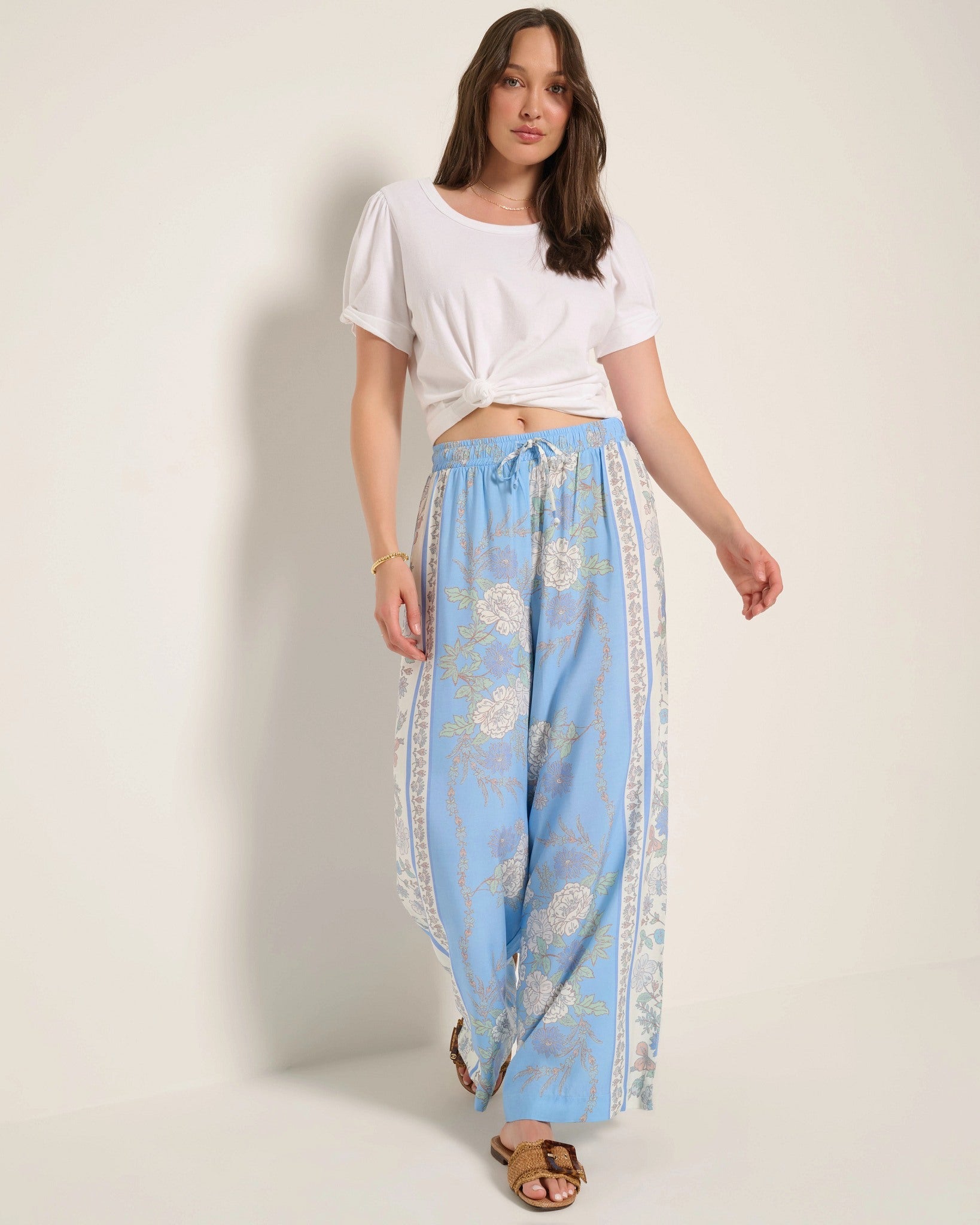 French Blue $|& SEAS Zuma Smocked Waist Pant - VOF Front