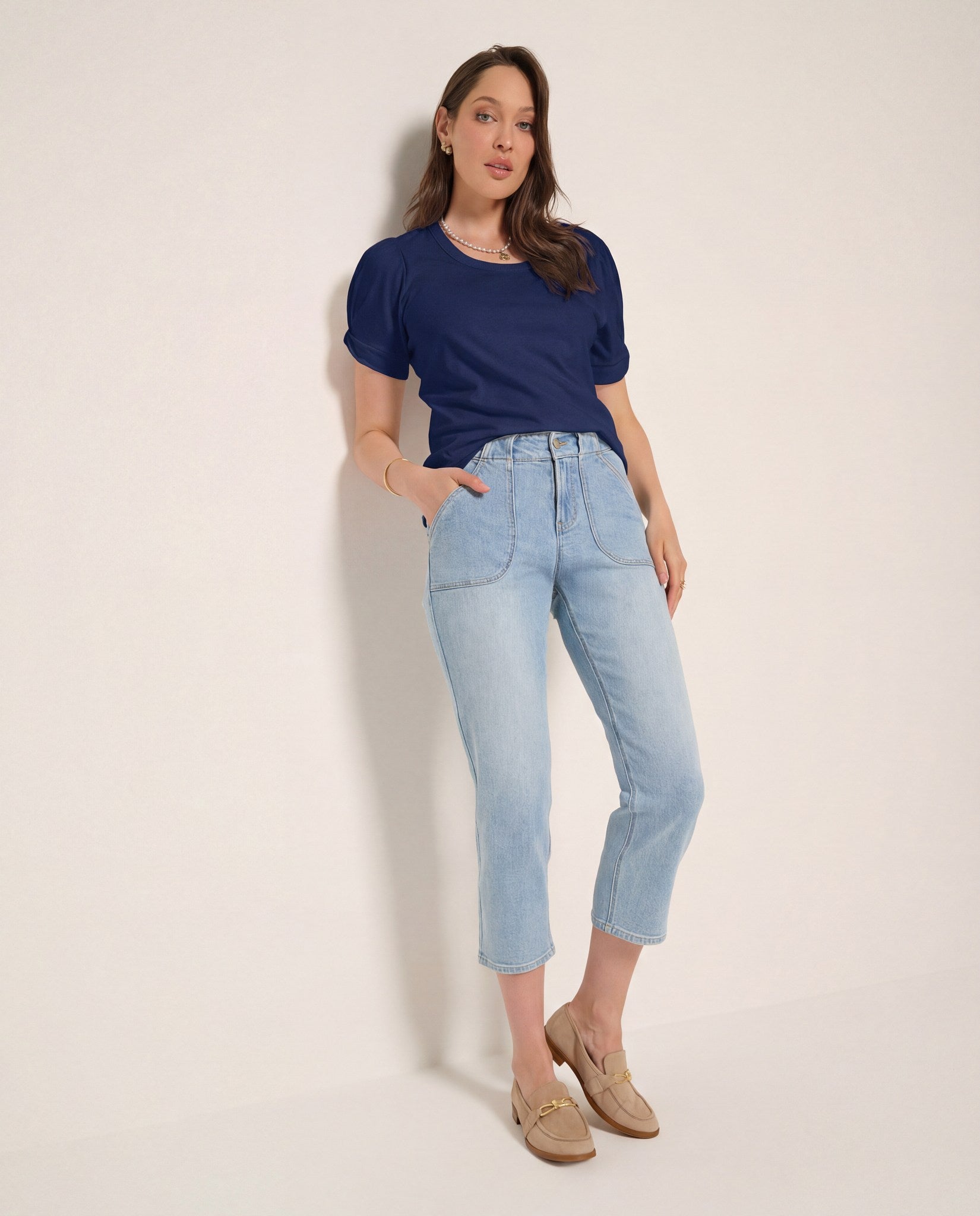 Sapphire $|& SEAS Destiny Twist Sleeve Tee - UGC On Fig