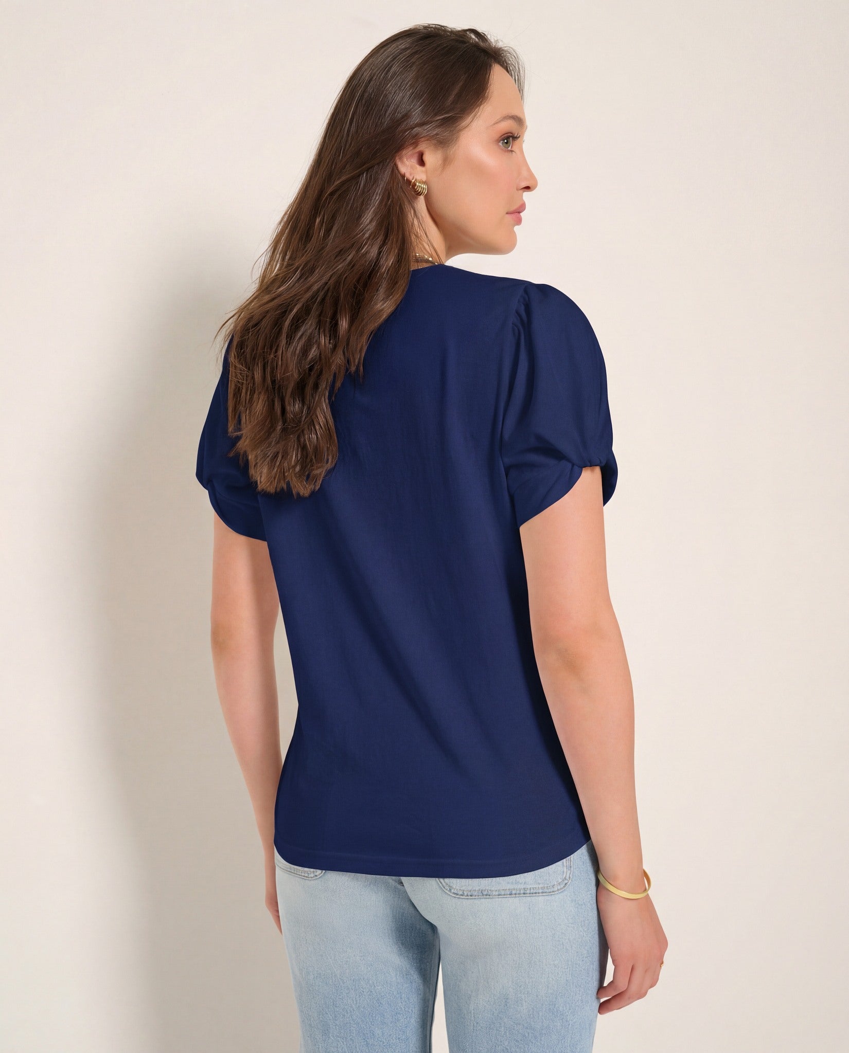 Sapphire $|& SEAS Destiny Twist Sleeve Tee - SOF Back