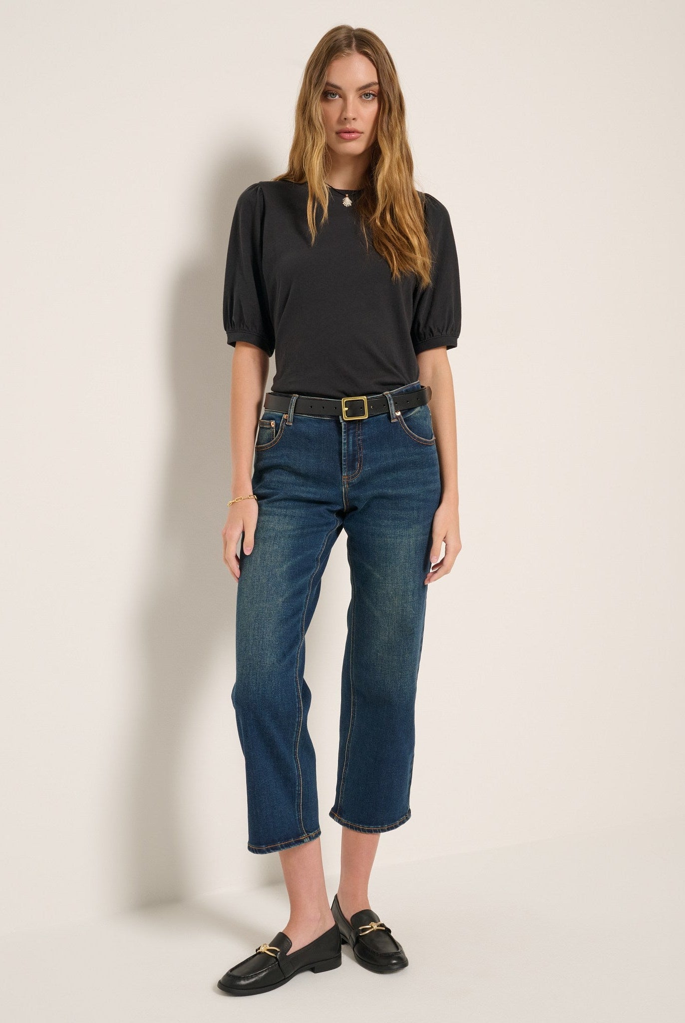 Faded Black $|& SEAS Meadow Shirred Sleeve Tee - UGC On Fig
