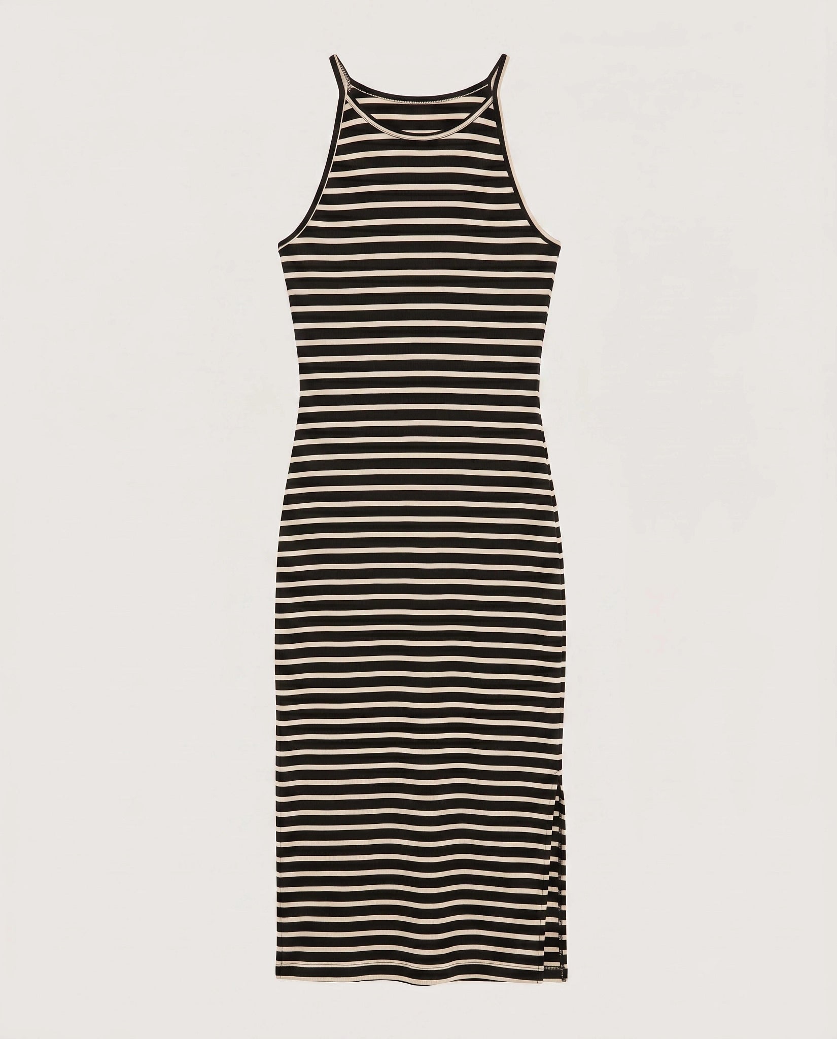 Black/Cream $|& SEAS Laurel Striped Ribbed Shelf Bra Dress - Hanger Detail