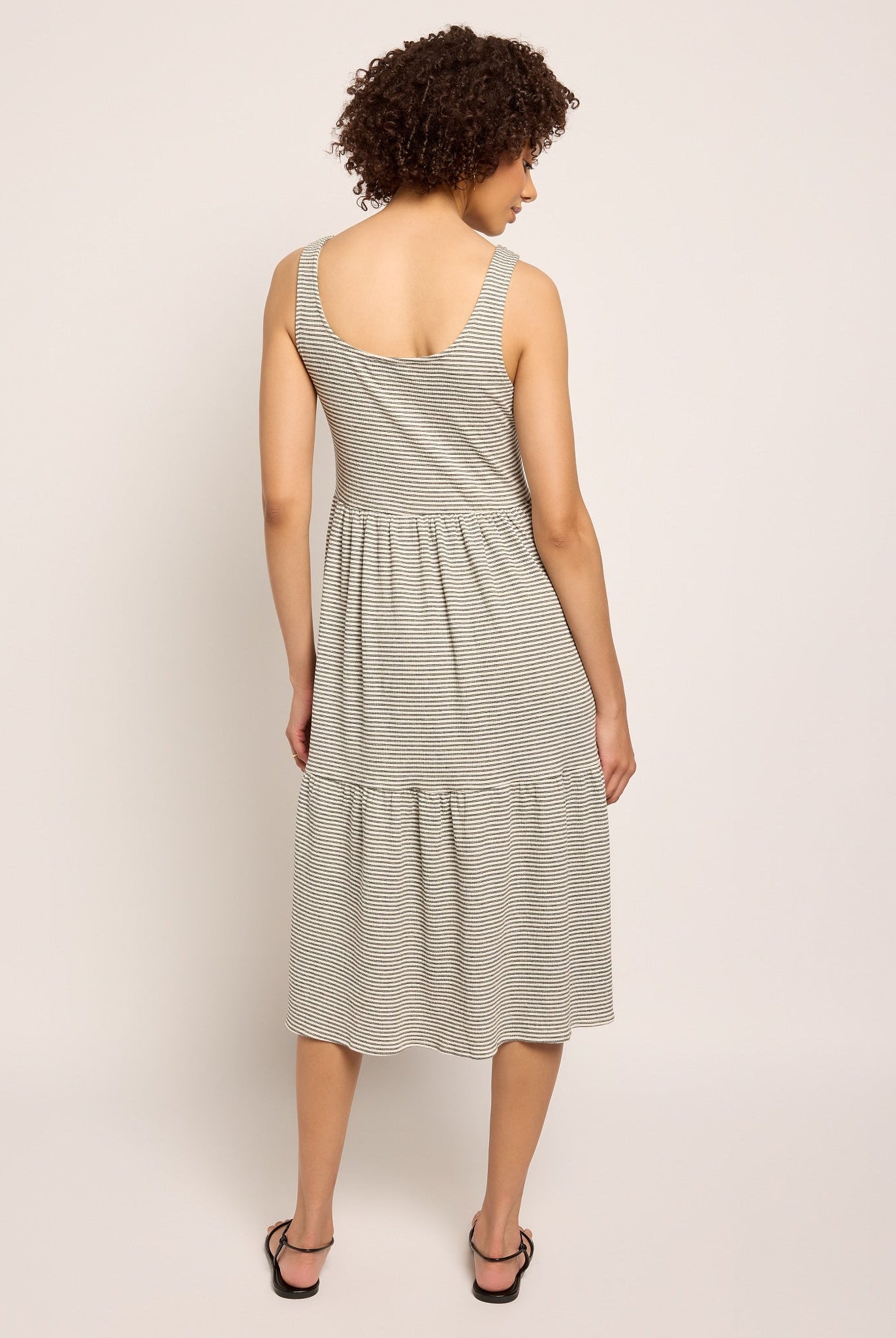 Ivory/Black $|& SEAS Surf Tiered Dress - SOF Back