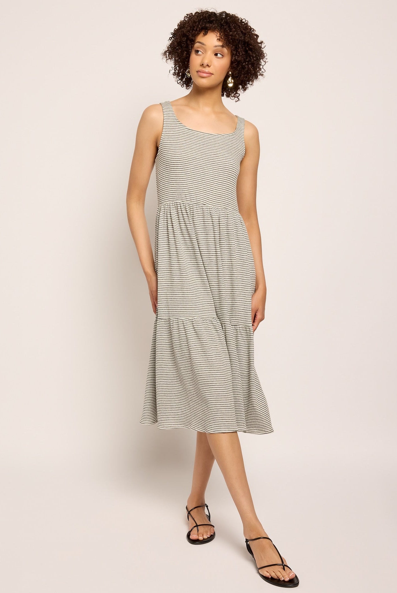 Ivory/Black $|& SEAS Surf Tiered Dress - SOF Front