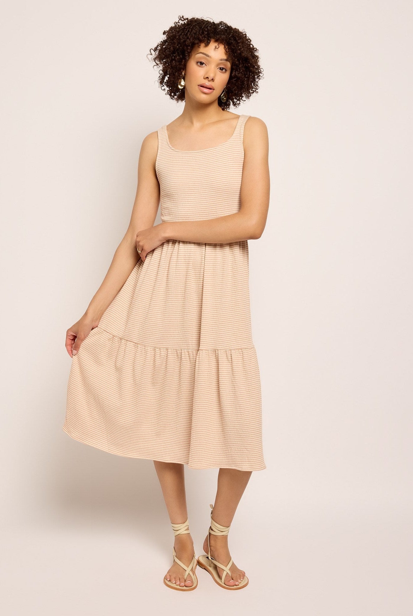 Cream/Taupe $|& SEAS Surf Tiered Dress - UGC On Fig