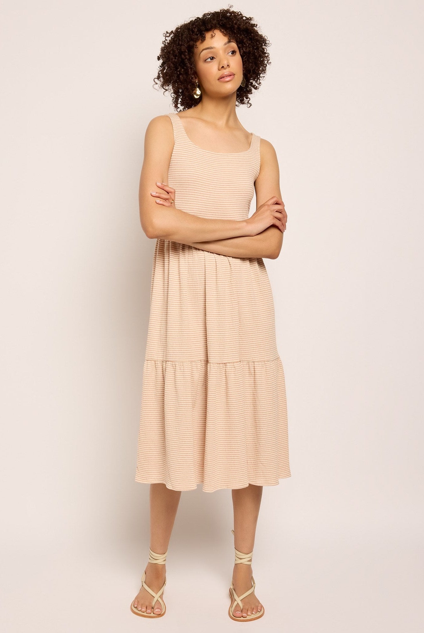 Cream/Taupe $|& SEAS Surf Tiered Dress - SOF Front