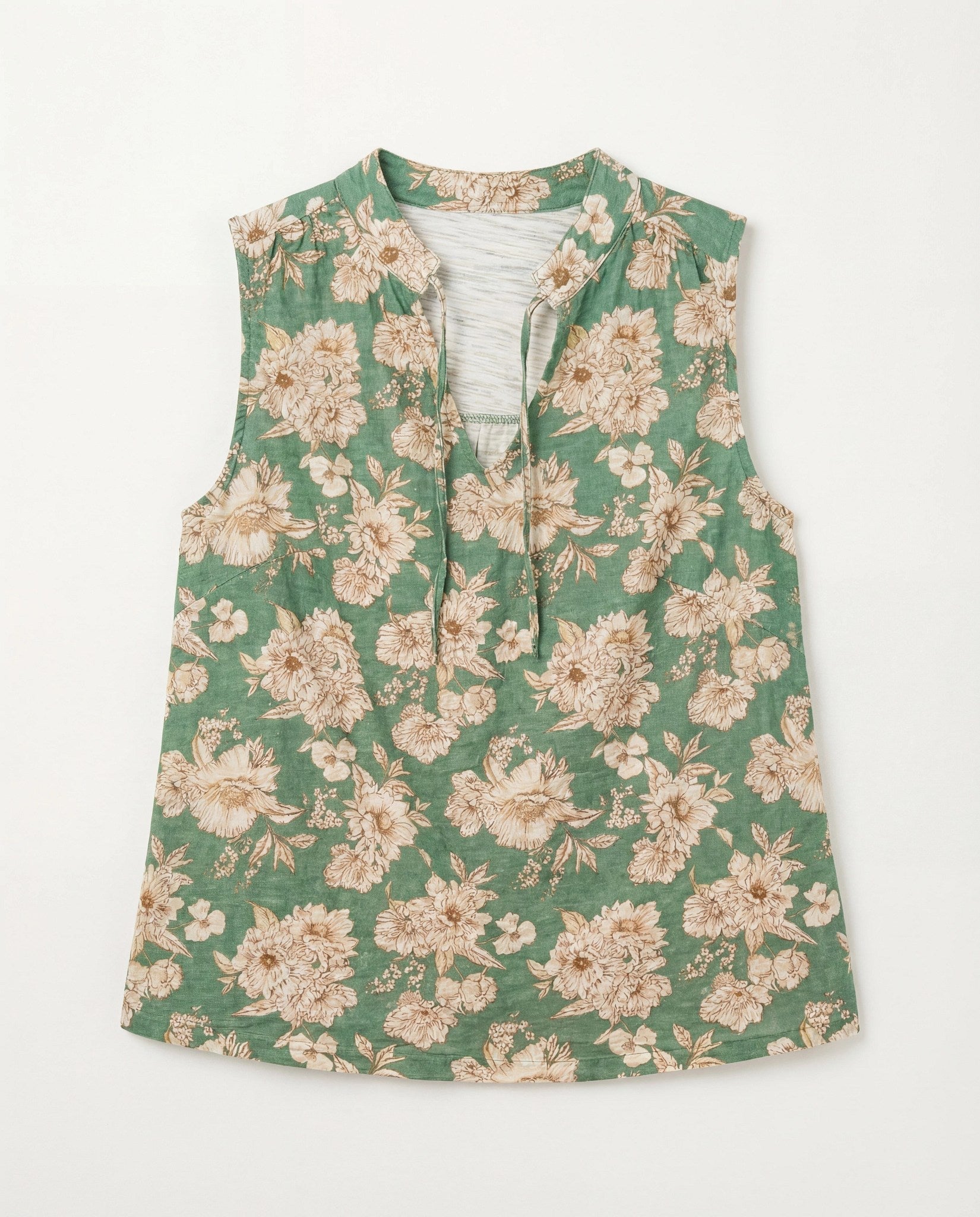 Kalamata $|& SEAS Ollie Printed V-Neck Sleeveless Top - Hanger Detail