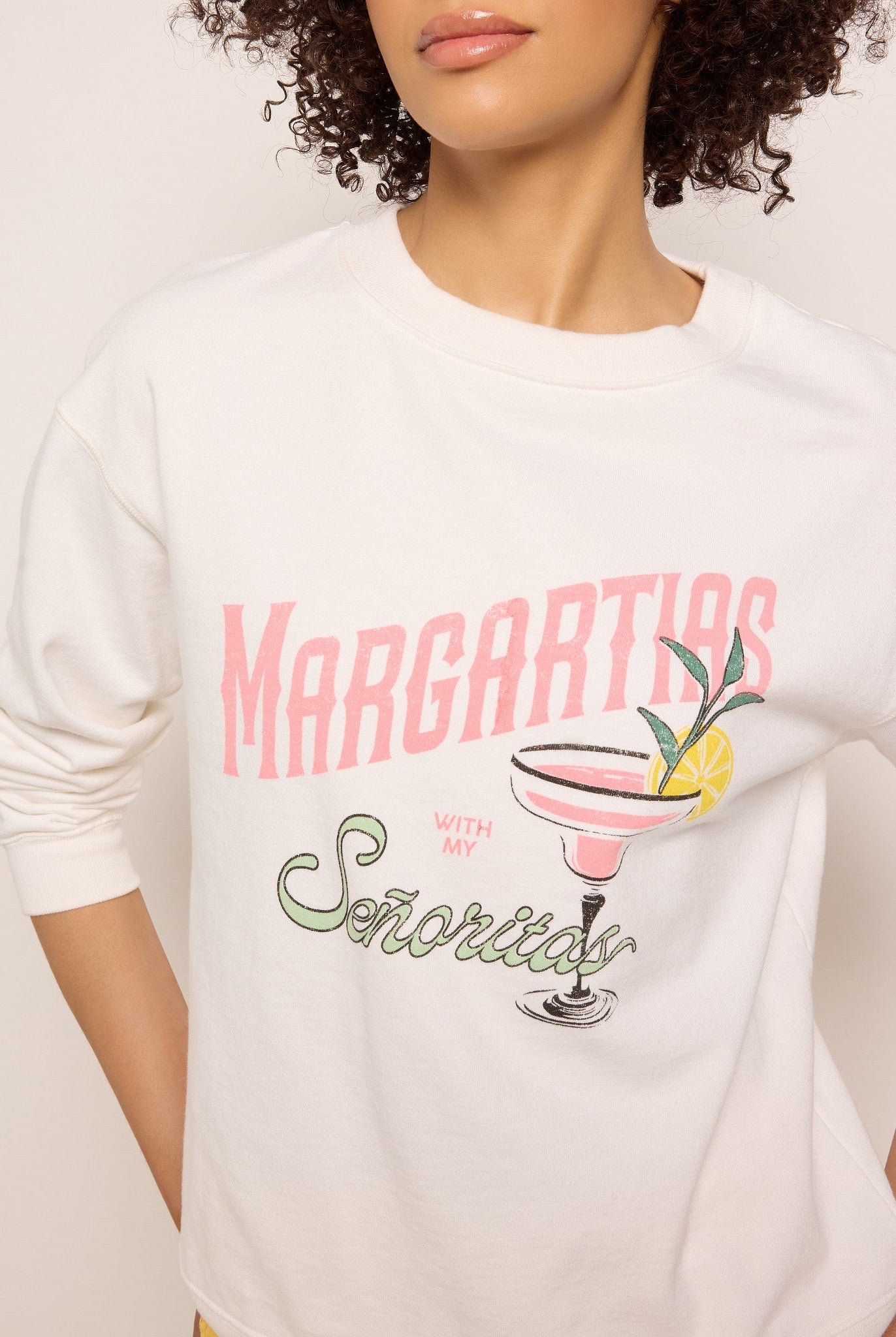 White $|& SEAS Blossom Sweatshirt "MARGARITAS" - SOF Full Front