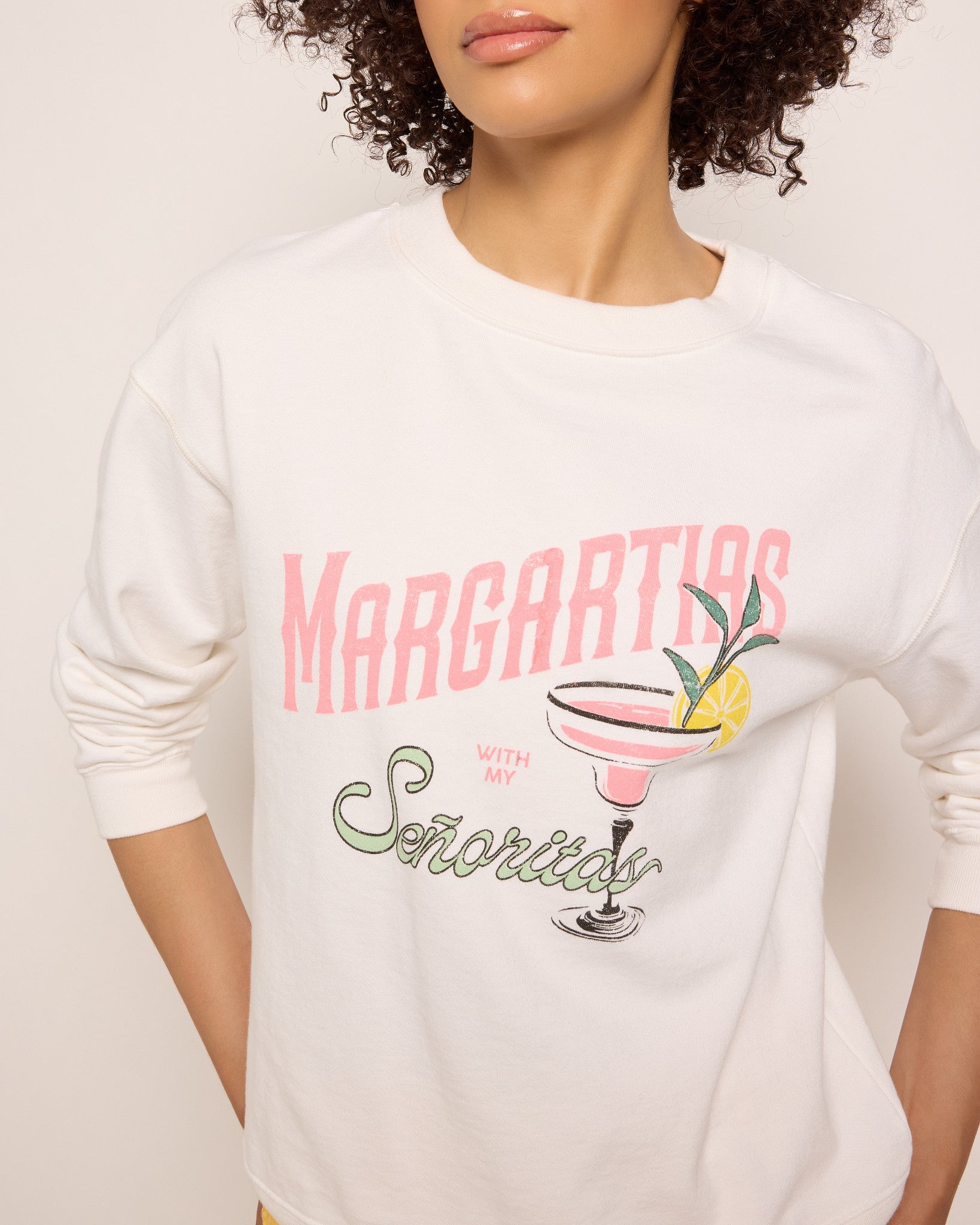 White $|& SEAS Blossom Sweatshirt "MARGARITAS" - SOF Full Front