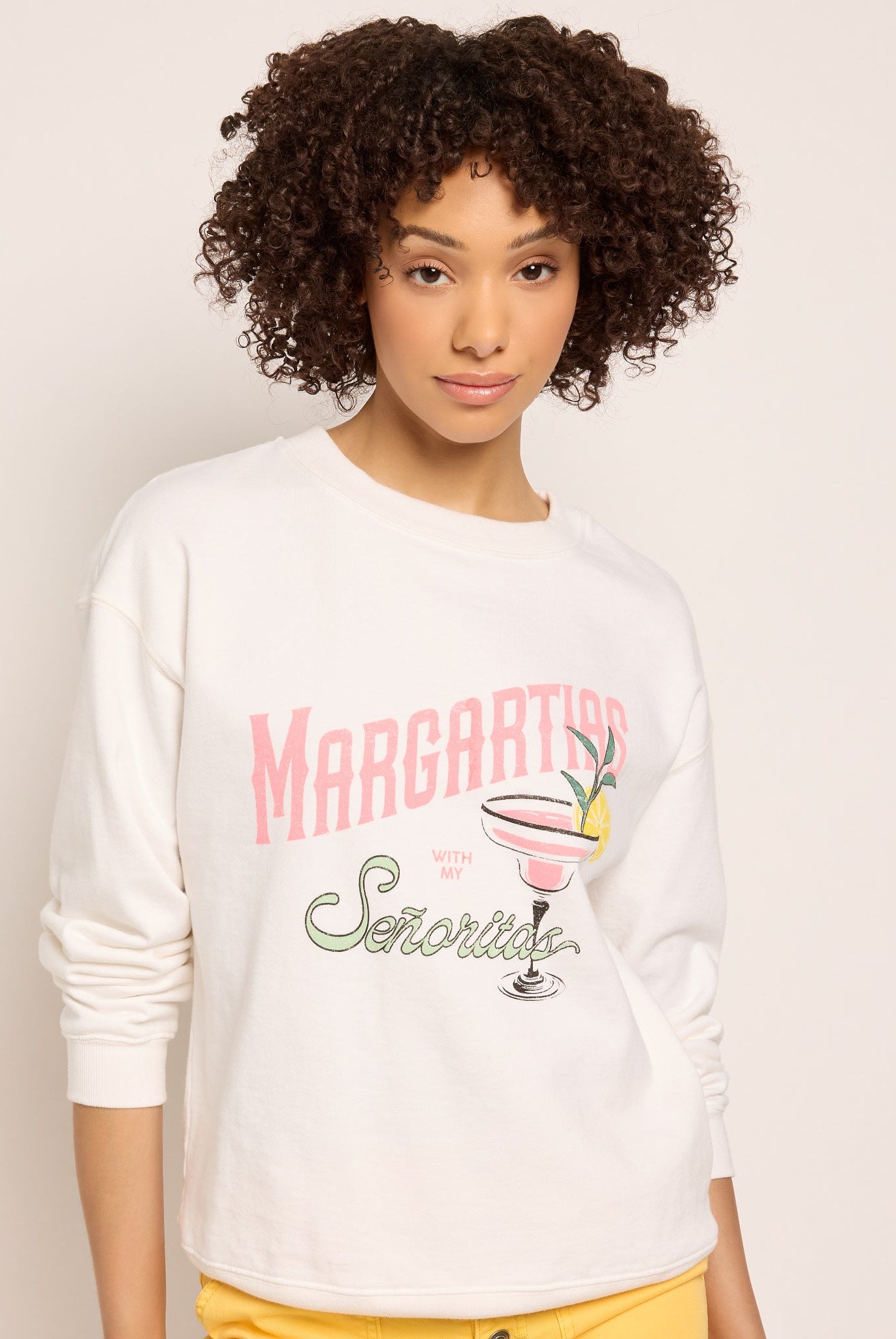 White $|& SEAS Blossom Sweatshirt "MARGARITAS" - SOF Front