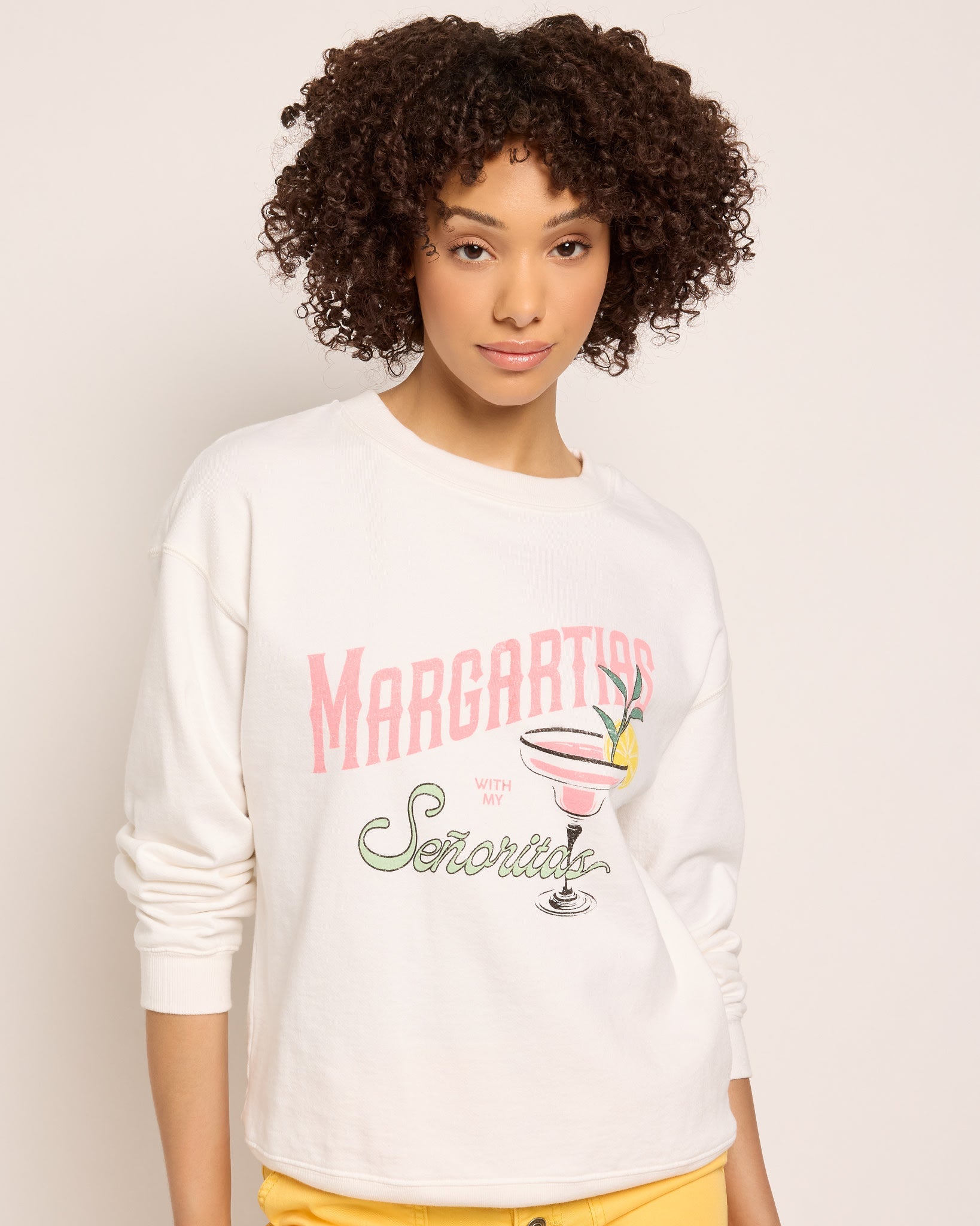 White $|& SEAS Blossom Sweatshirt "MARGARITAS" - SOF Front