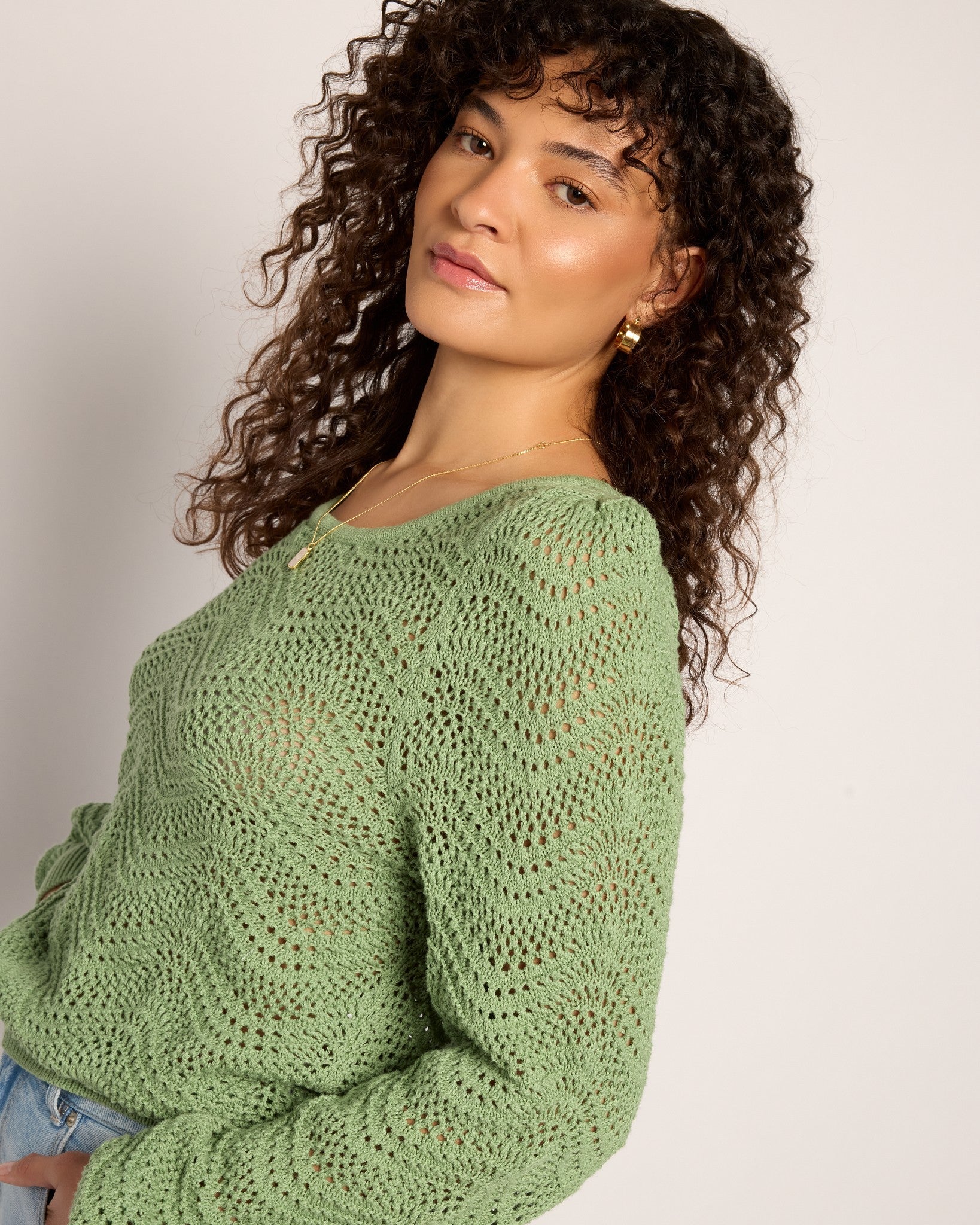 Kalamata $|& SEAS Ocean Waves Scoop Neck Sweater - VOF Front
