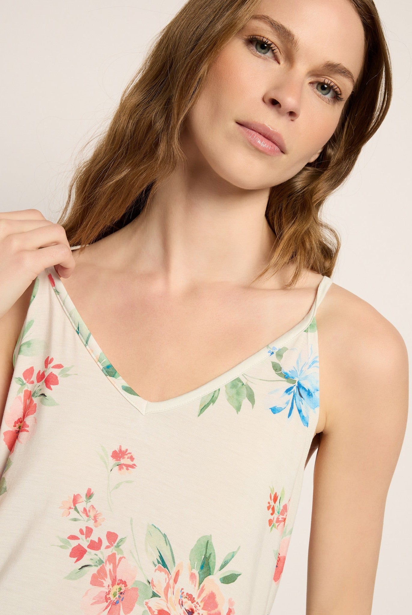 Cream Floral $|& SEAS Flirty Printed Sleep Set - SOF Full Front