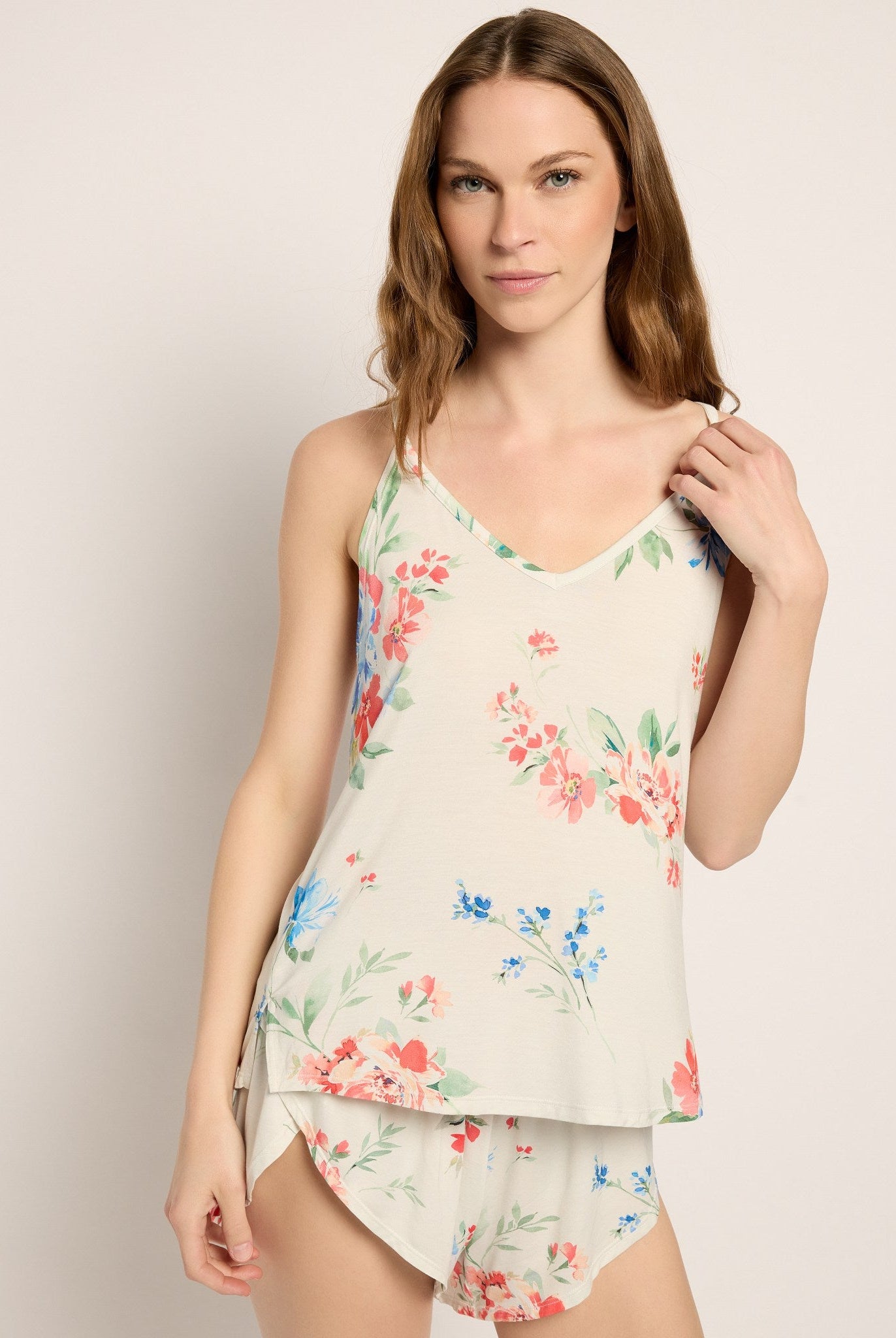 Cream Floral $|& SEAS Flirty Printed Sleep Set - SOF Front