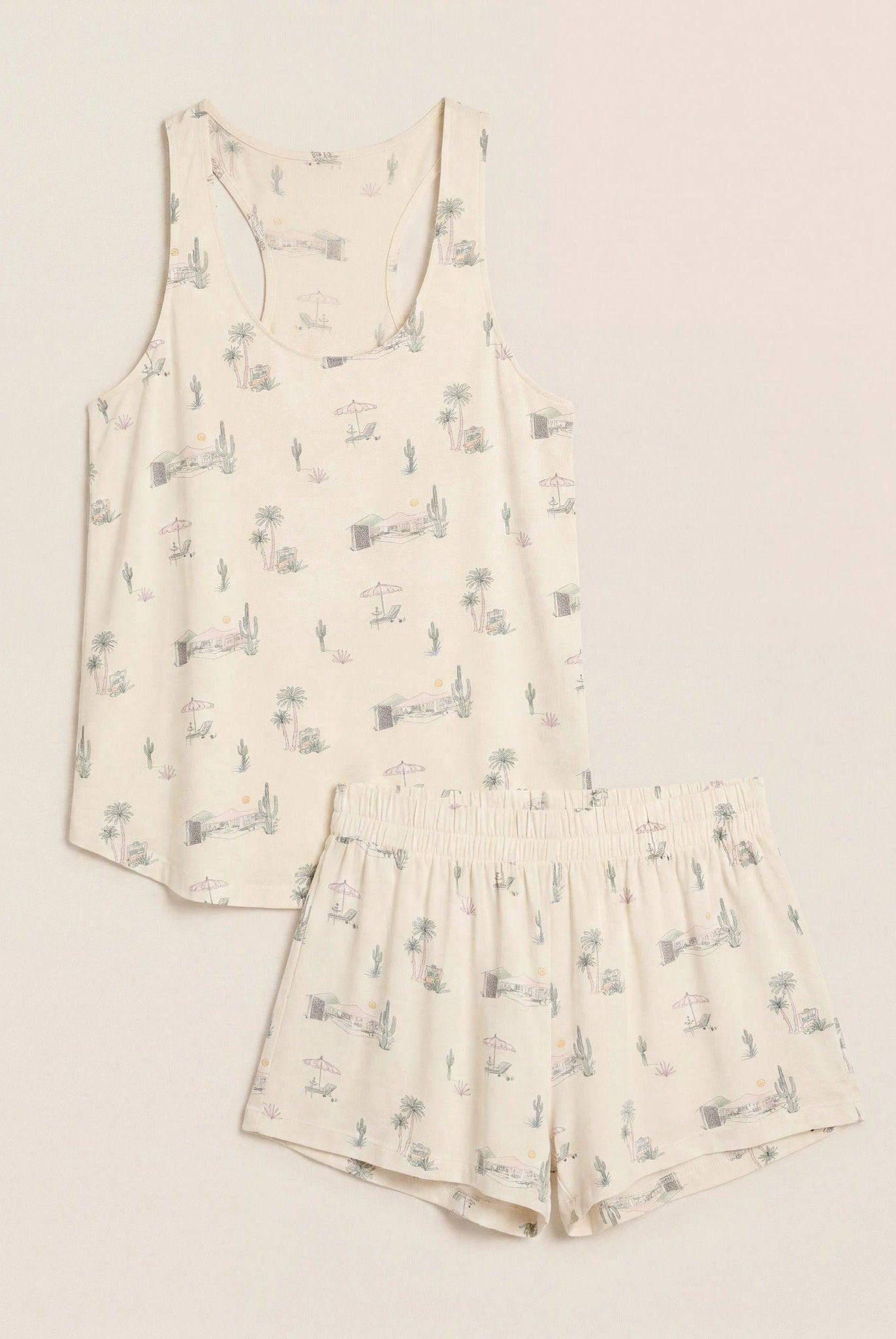 Cream $|& SEAS Cloudscape Printed Sleep Set - Hanger Detail