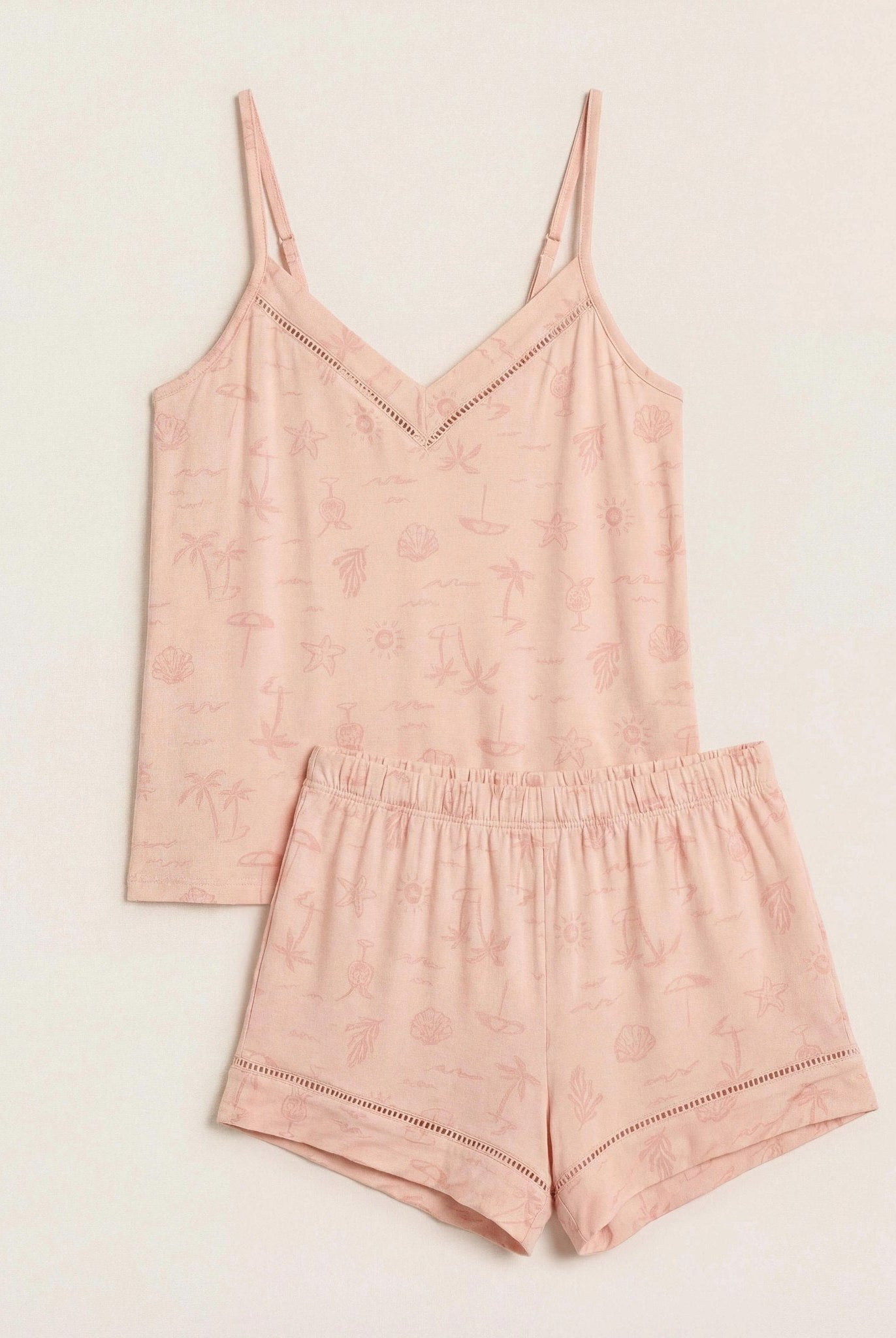 Melon Ice $|& SEAS Nebula Printed Sleep Set - Hanger Detail