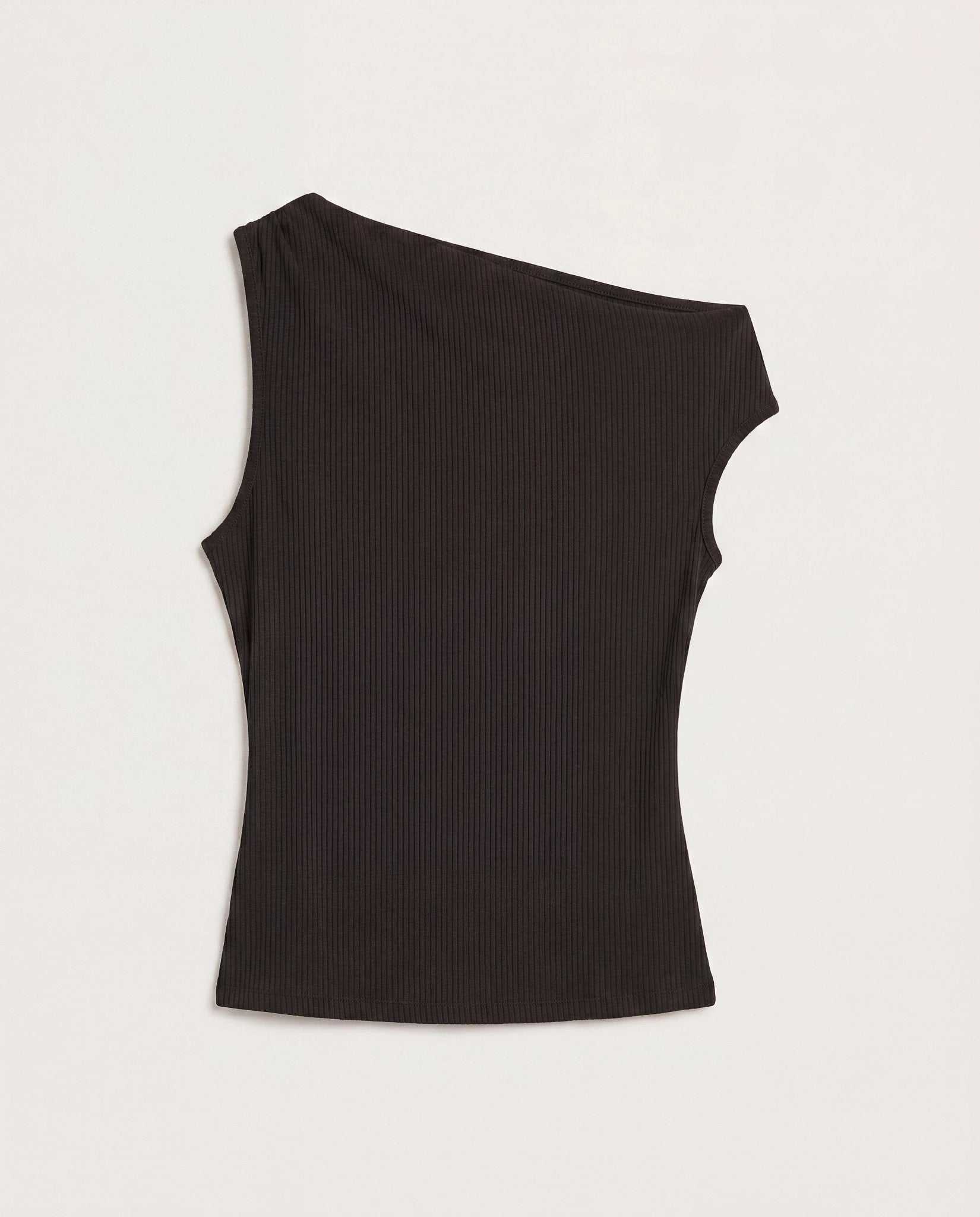 Black $|& SEAS Eden Pleated One Shoulder Top - Hanger Detail