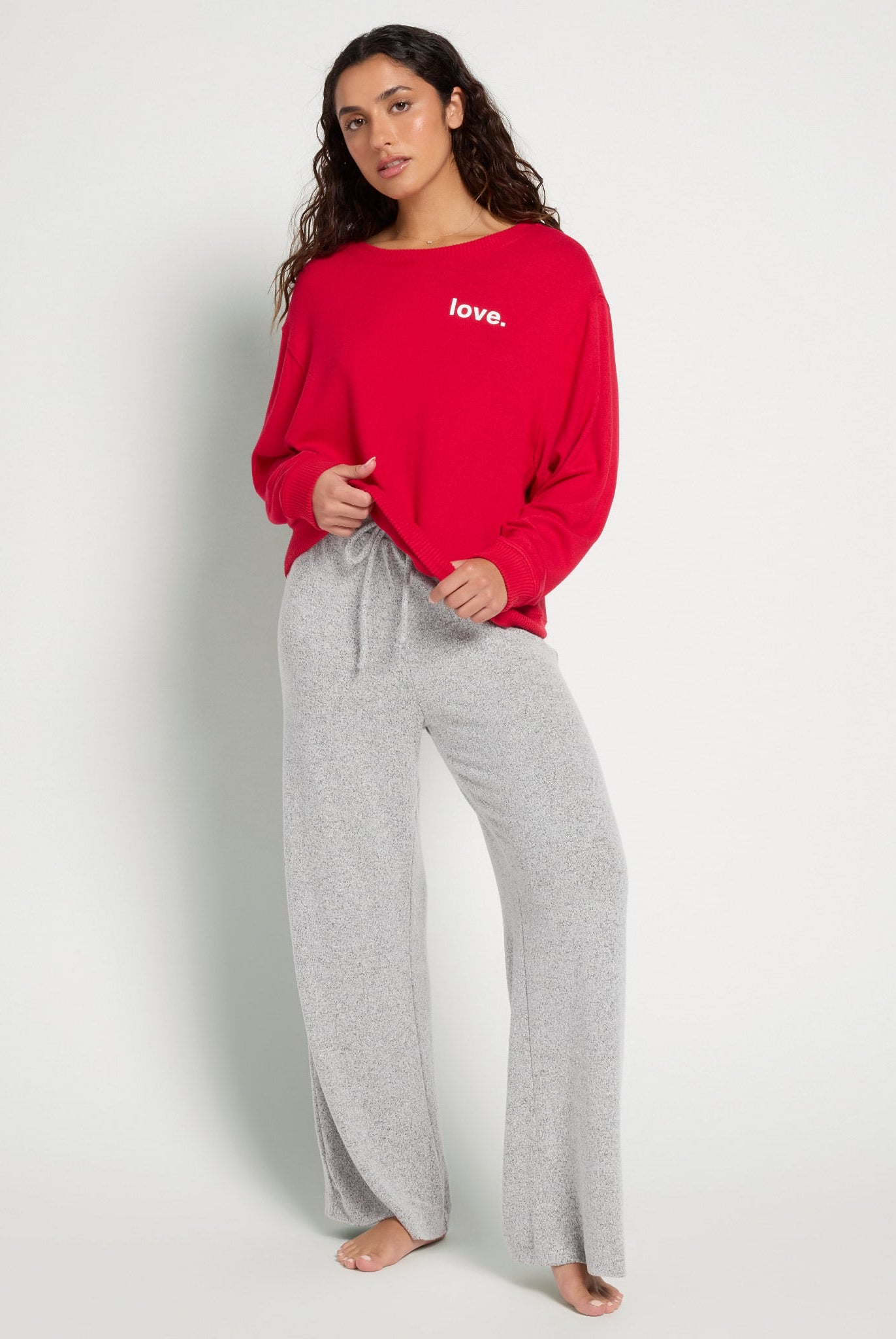Chili Pepper $|& SEAS Shoreline Hacci "Love" Graphic Pullover - UGC On Fig